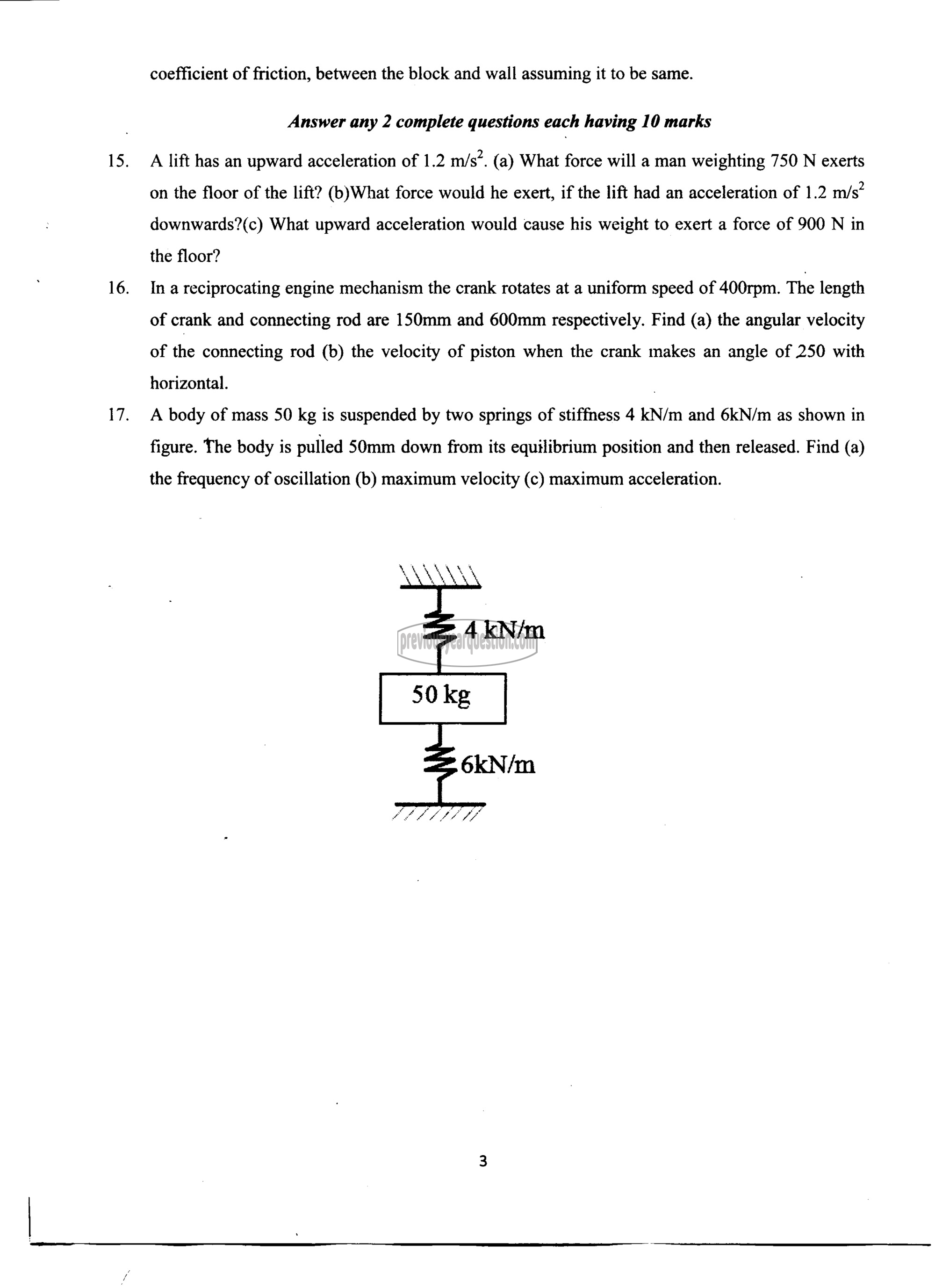 Question Paper - ENGINEERING MECHANICS-3