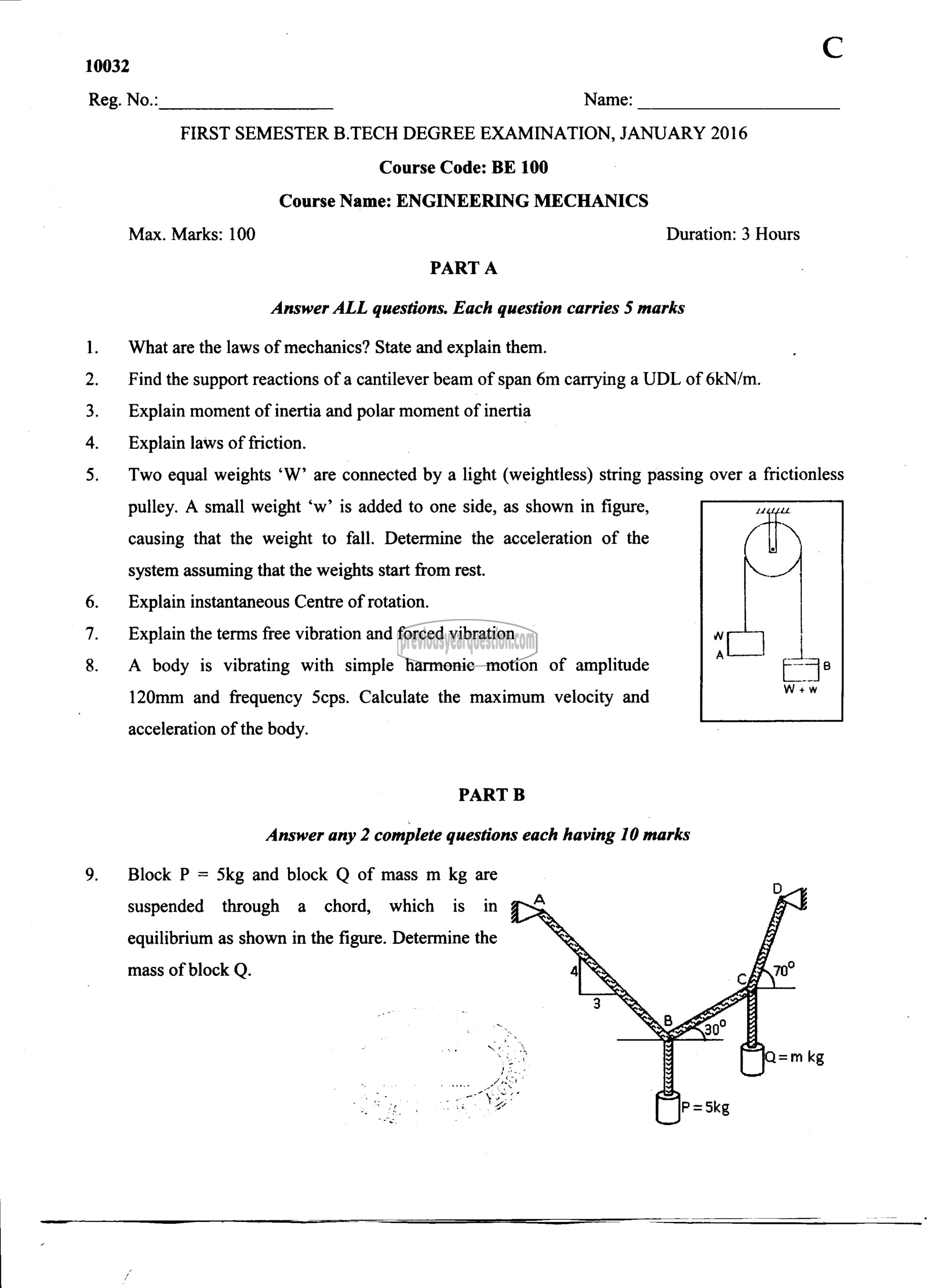 Question Paper - ENGINEERING MECHANICS-1