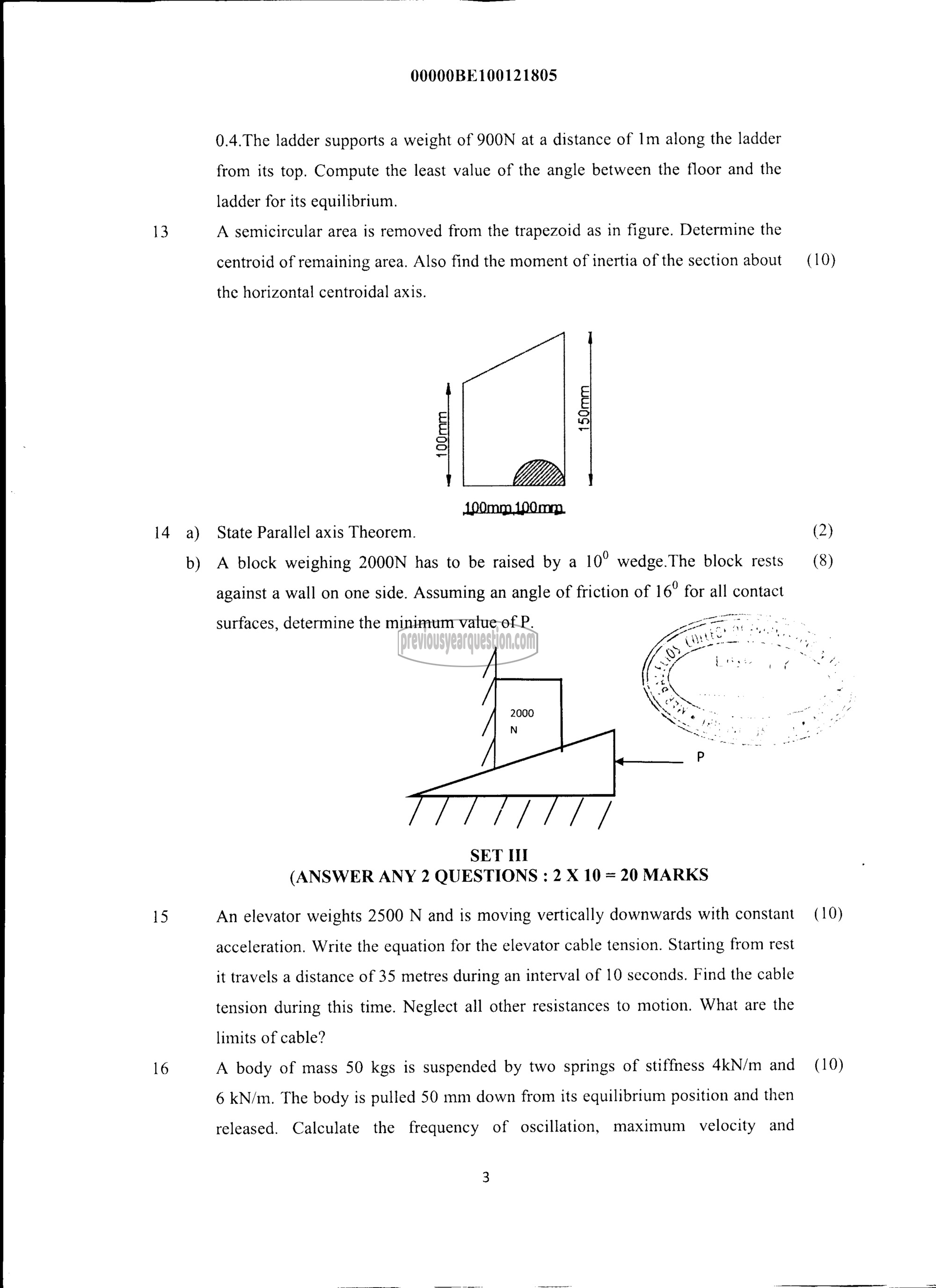 Question Paper - ENGINEERING MECHANICS-3