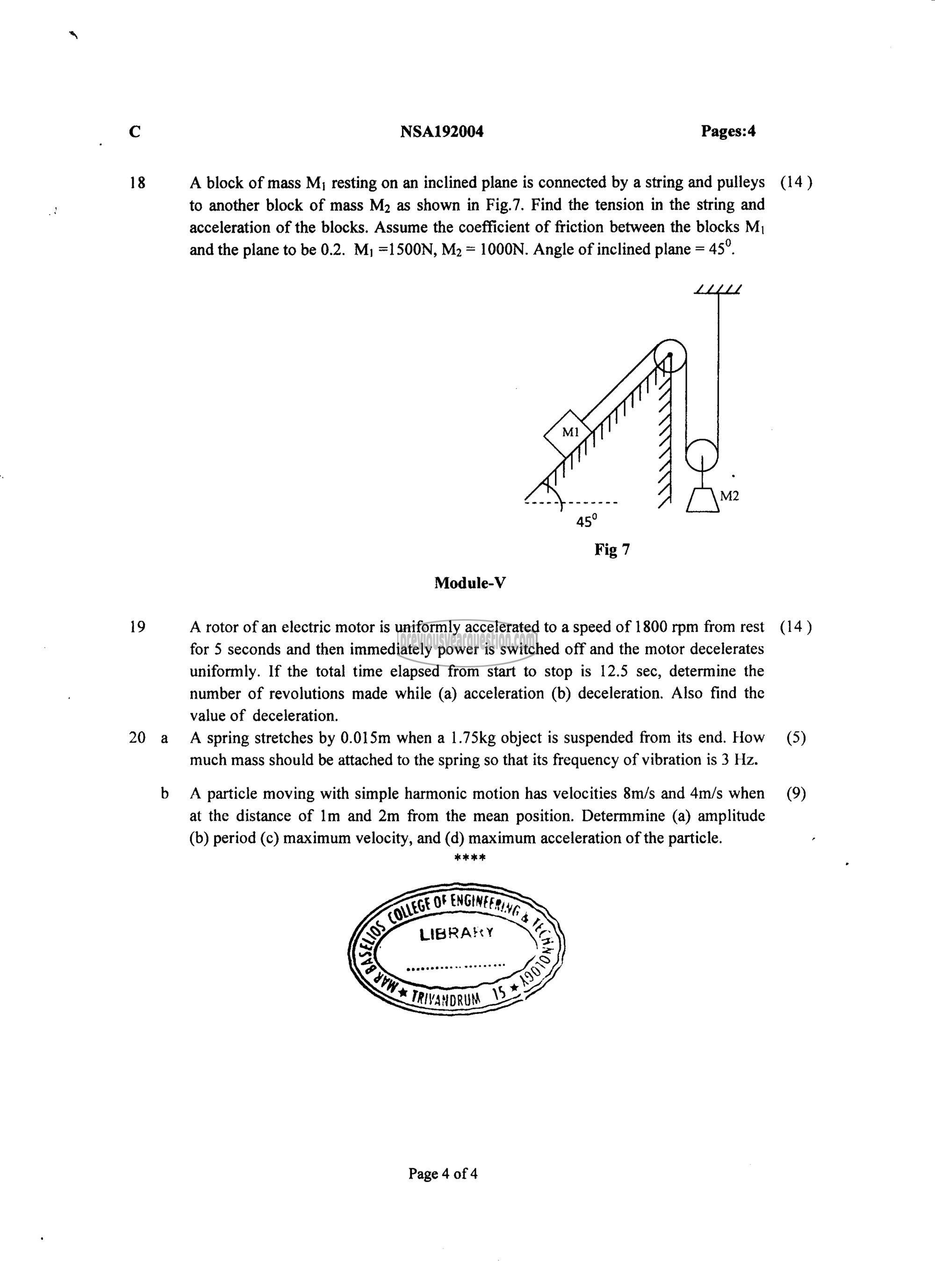 Question Paper - ENGINEERING MECHANICS-4