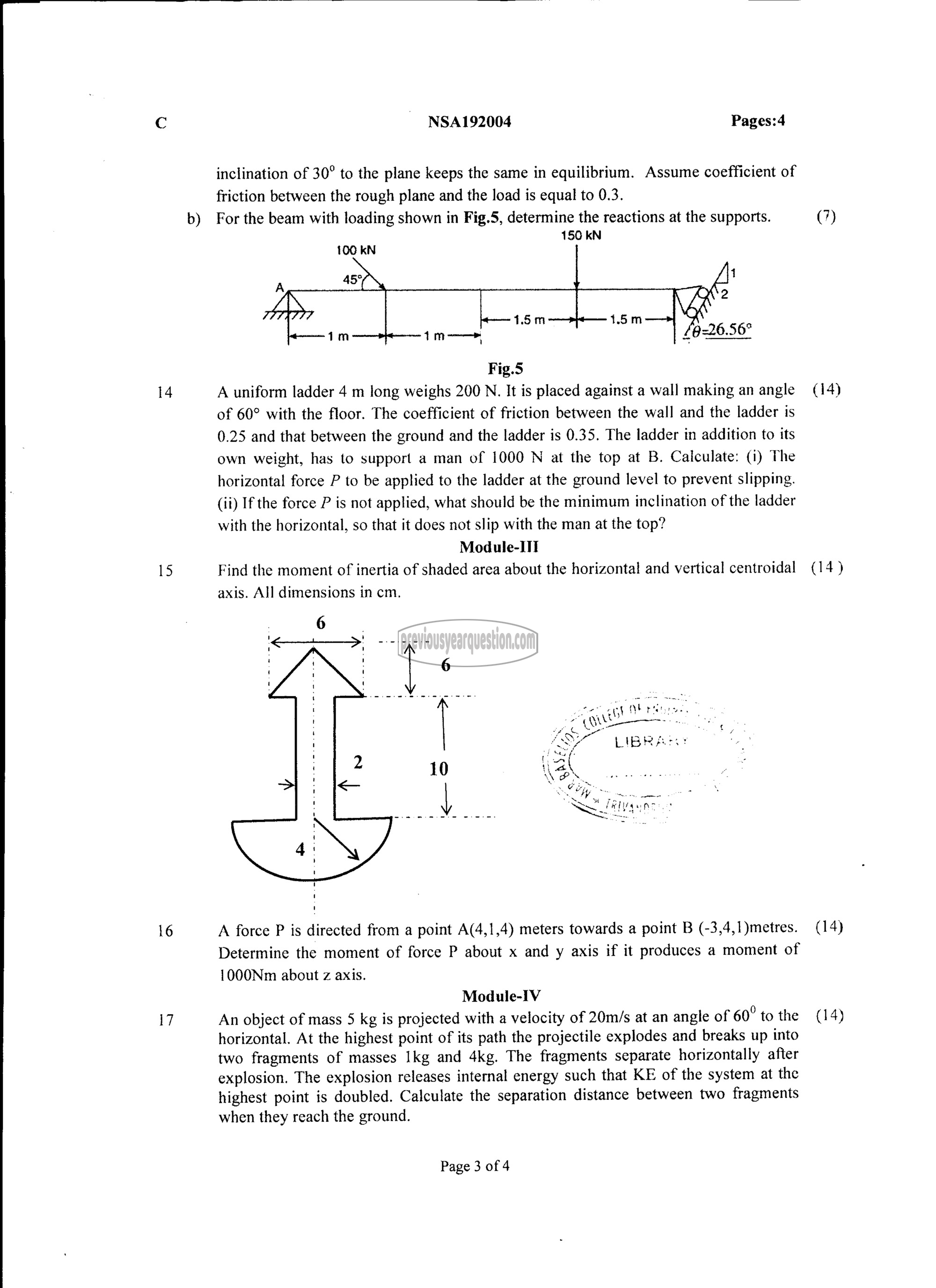 Question Paper - ENGINEERING MECHANICS-3