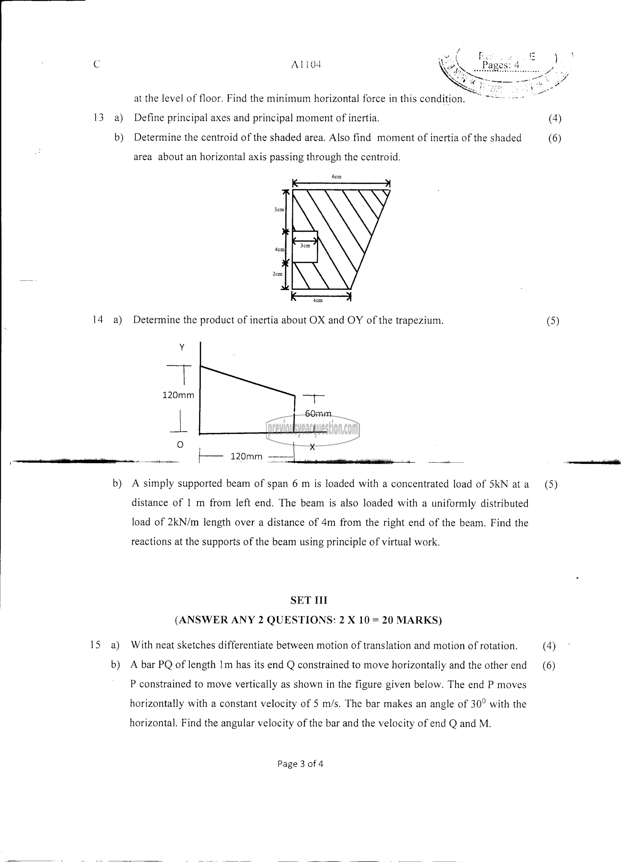 Question Paper - ENGINEERING MECHANICS-3