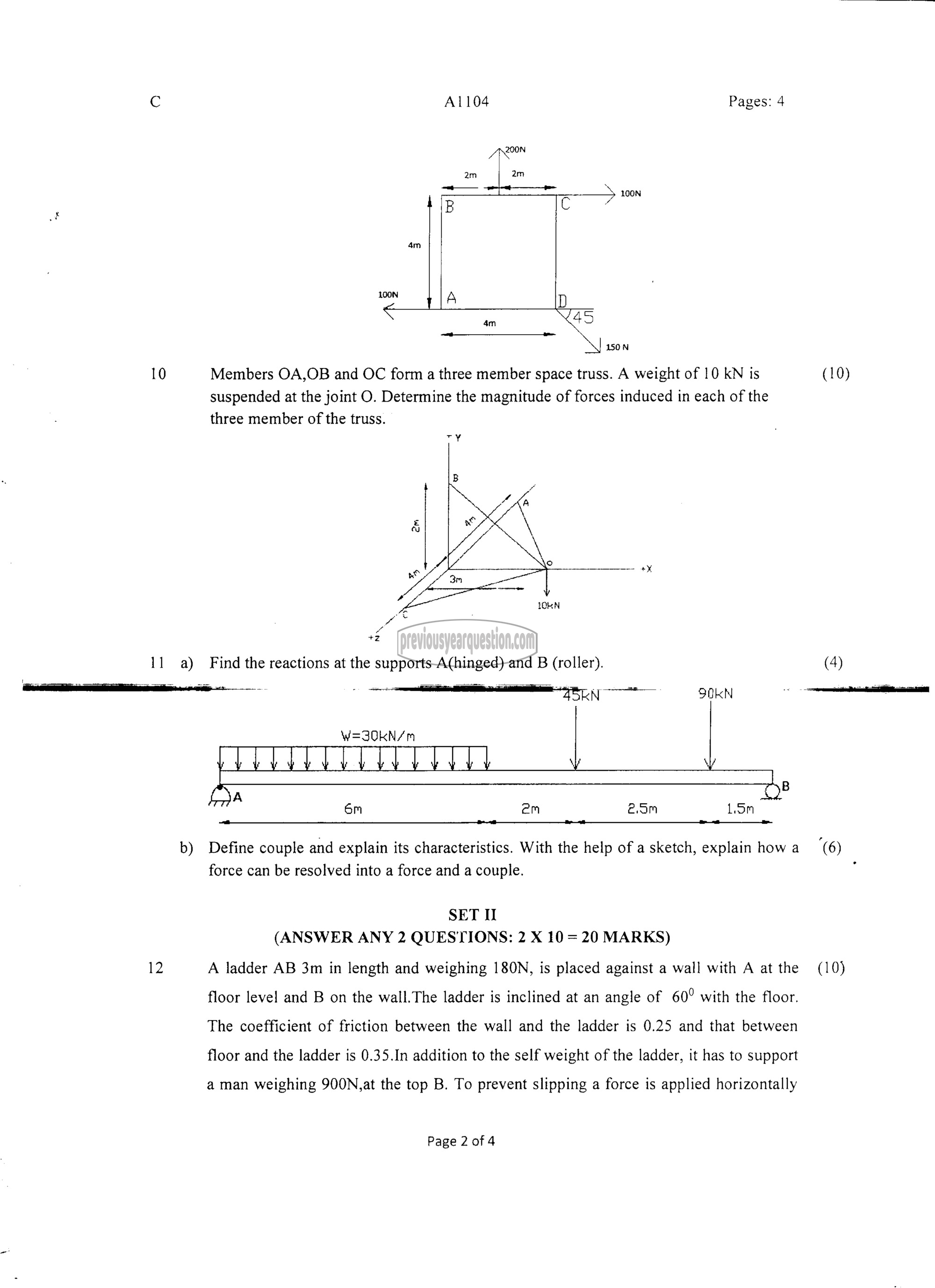 Question Paper - ENGINEERING MECHANICS-2