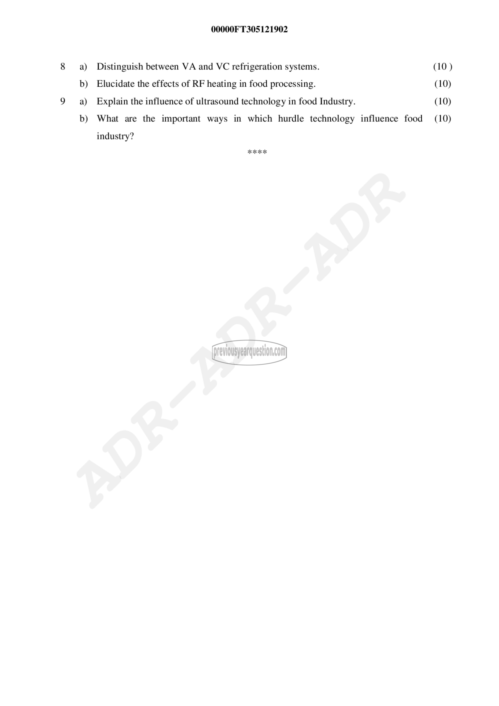 Question Paper - Food Process Engineering-2