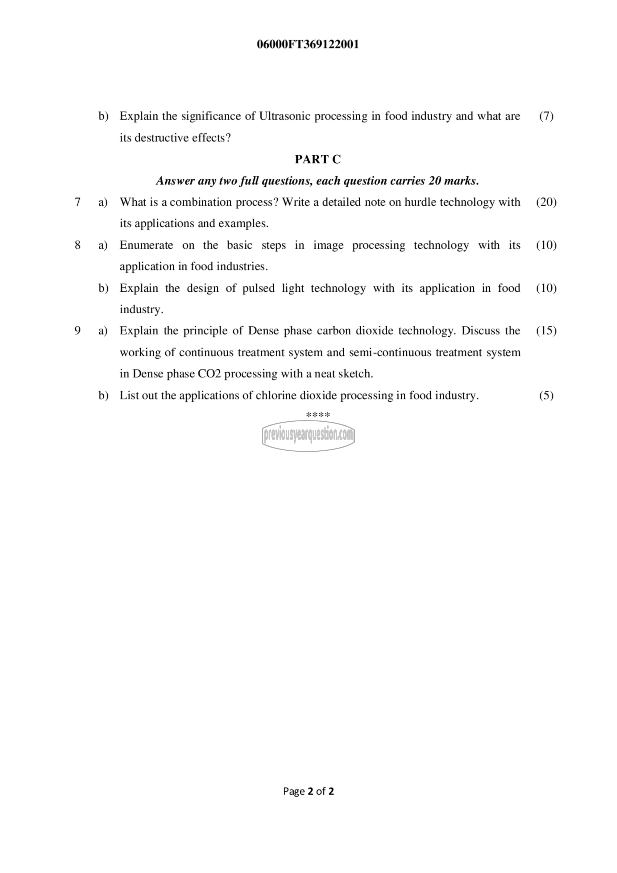 Question Paper - Non Thermal Processing of Food-2