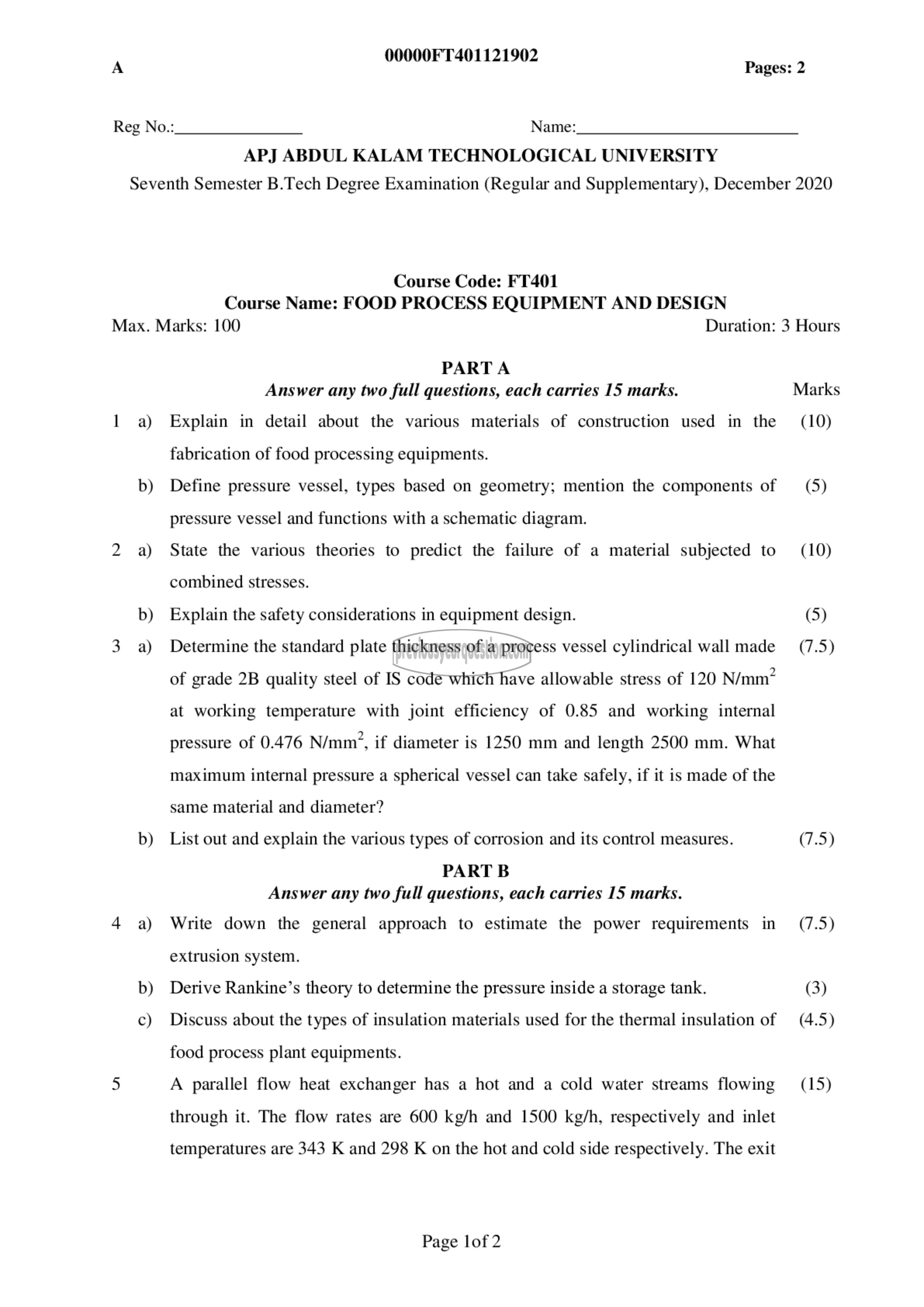 Question Paper - Food Process Equipment and Design-1