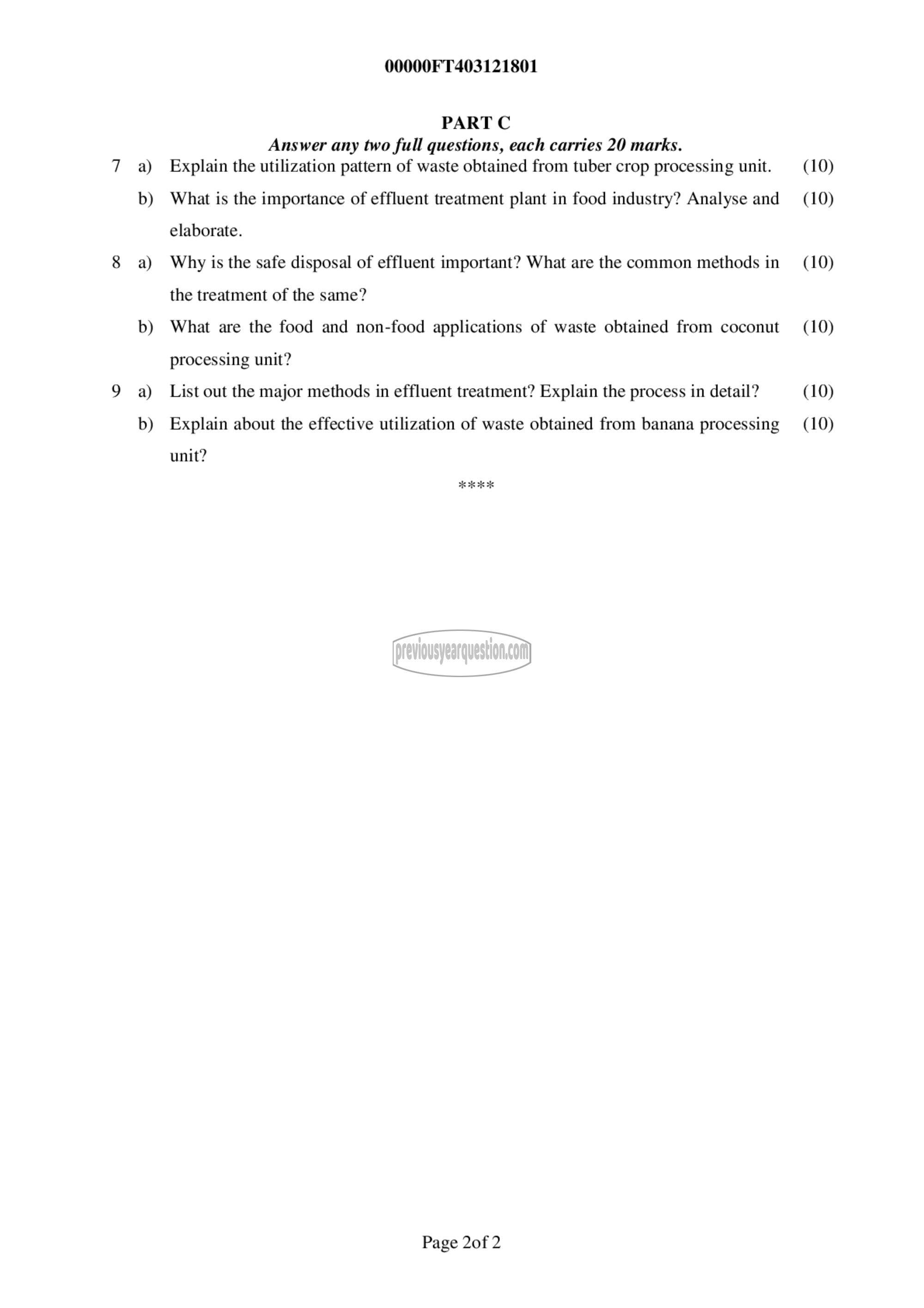 Question Paper - Bye-Product Utilization in Food Industry-2