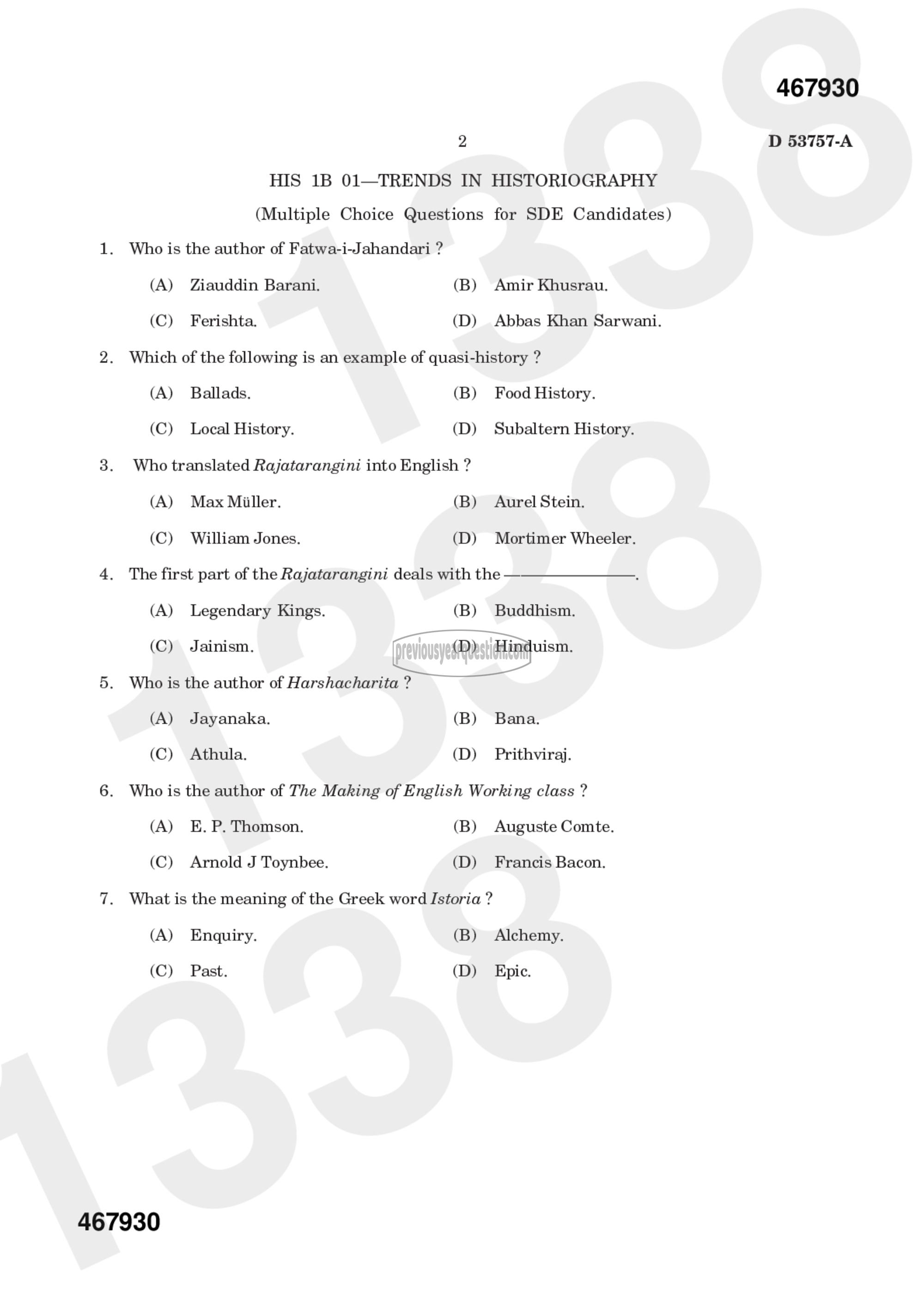 Question Paper - TRENDS IN HISTORIOGRAPHY-4