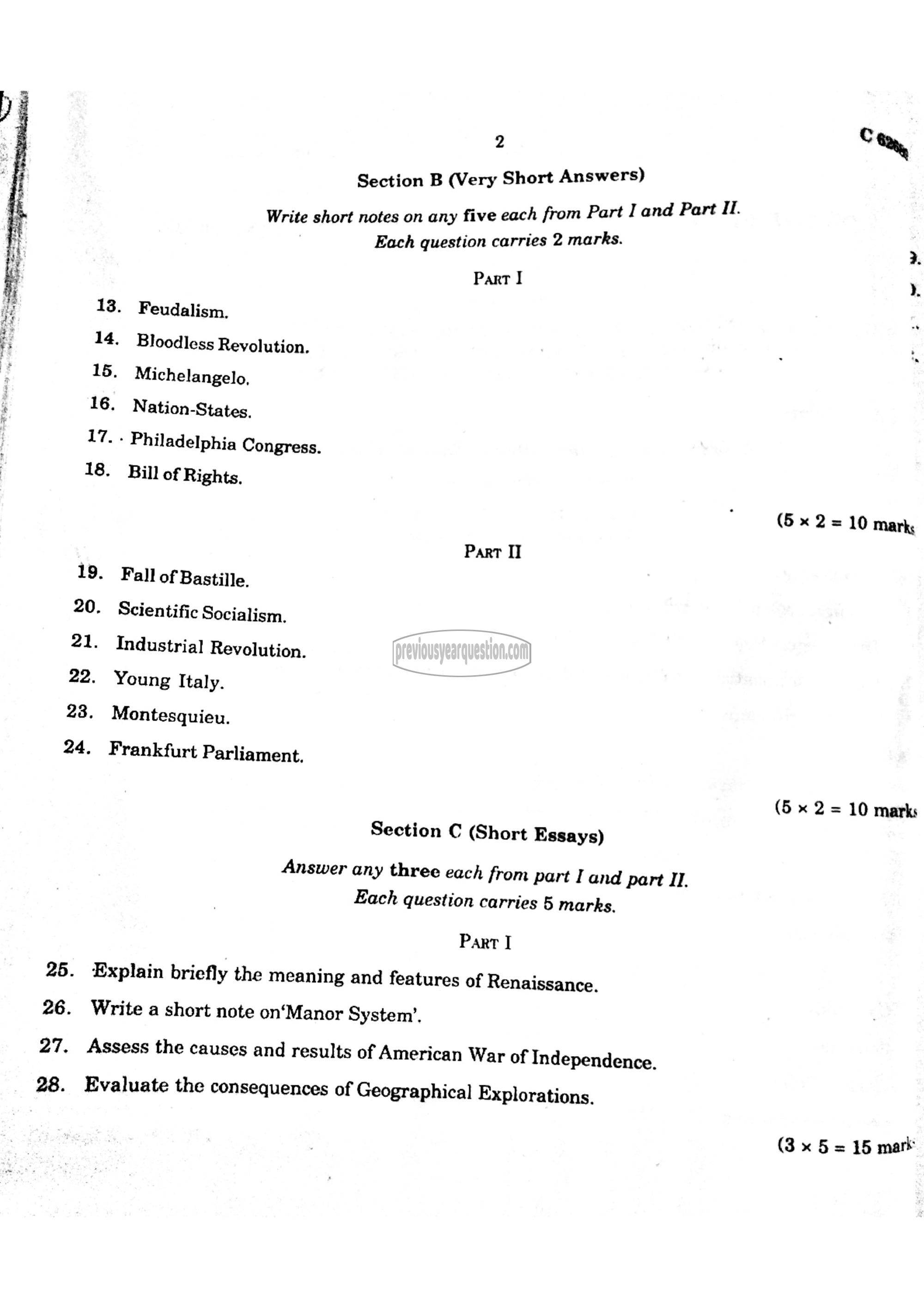 Question Paper - Pre-Modern Kerala: Problems and Perspectives-2