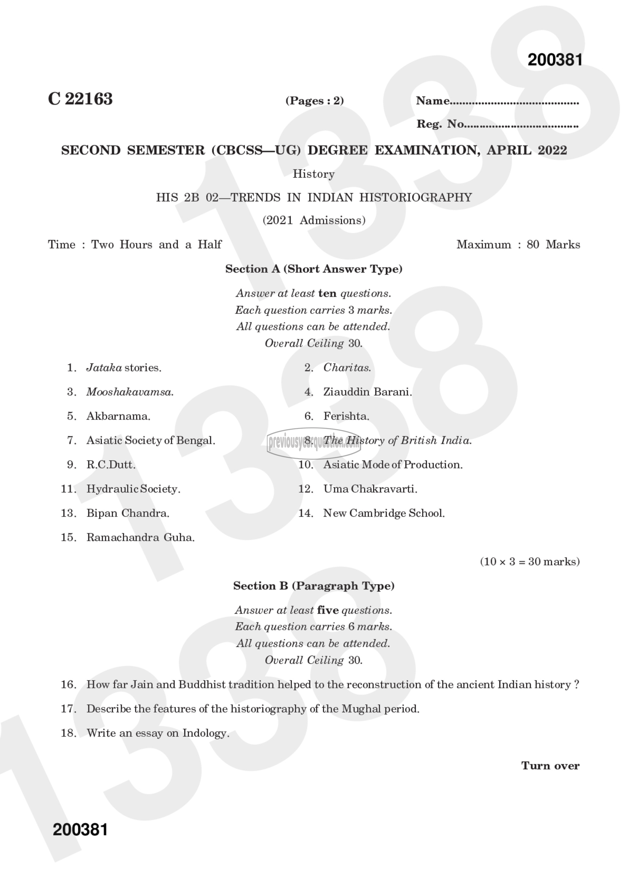 Question Paper - TRENDS IN INDIAN HISTORIOGRAPHY-1