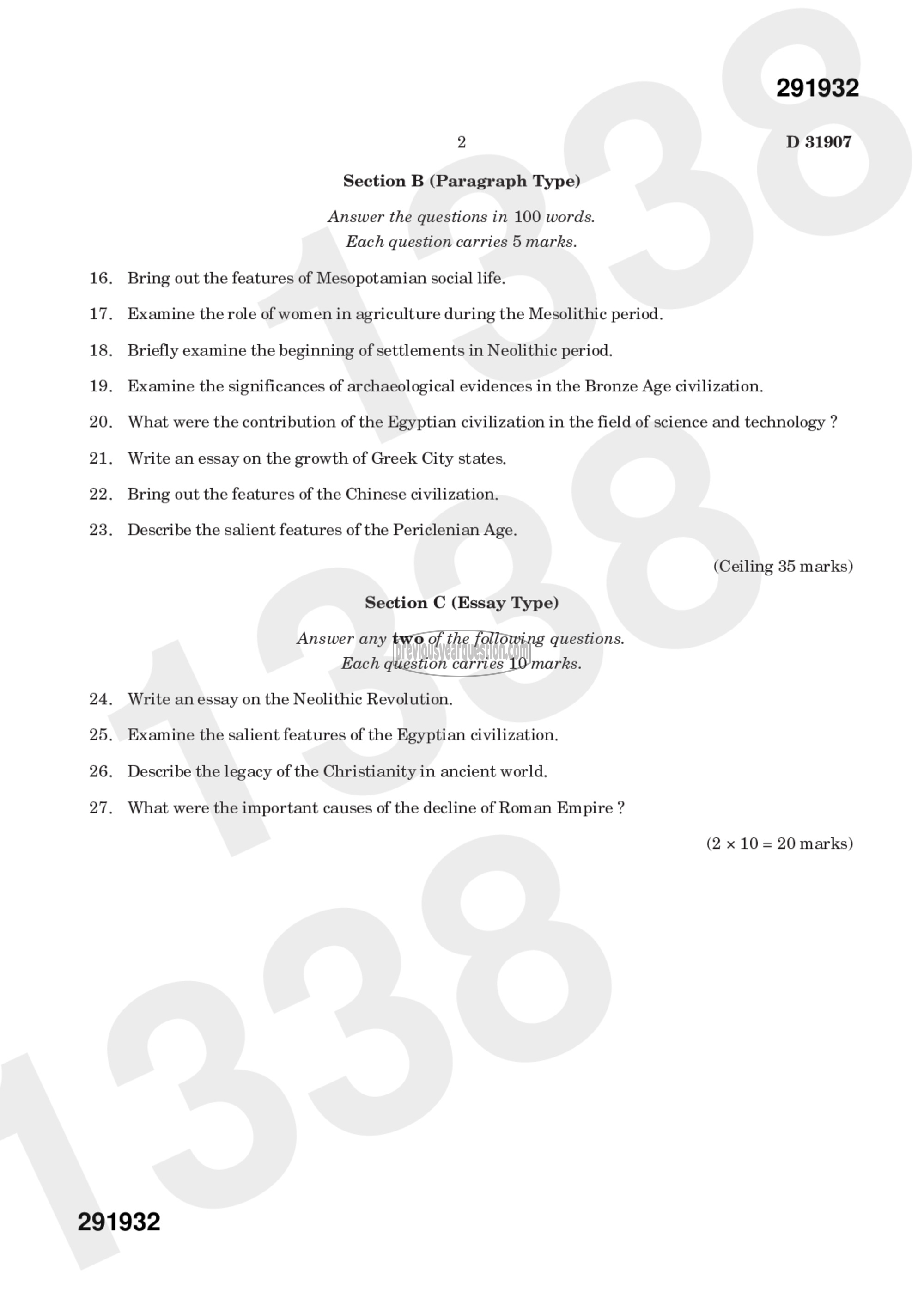 Question Paper - WORLD HISTORY- 1-2