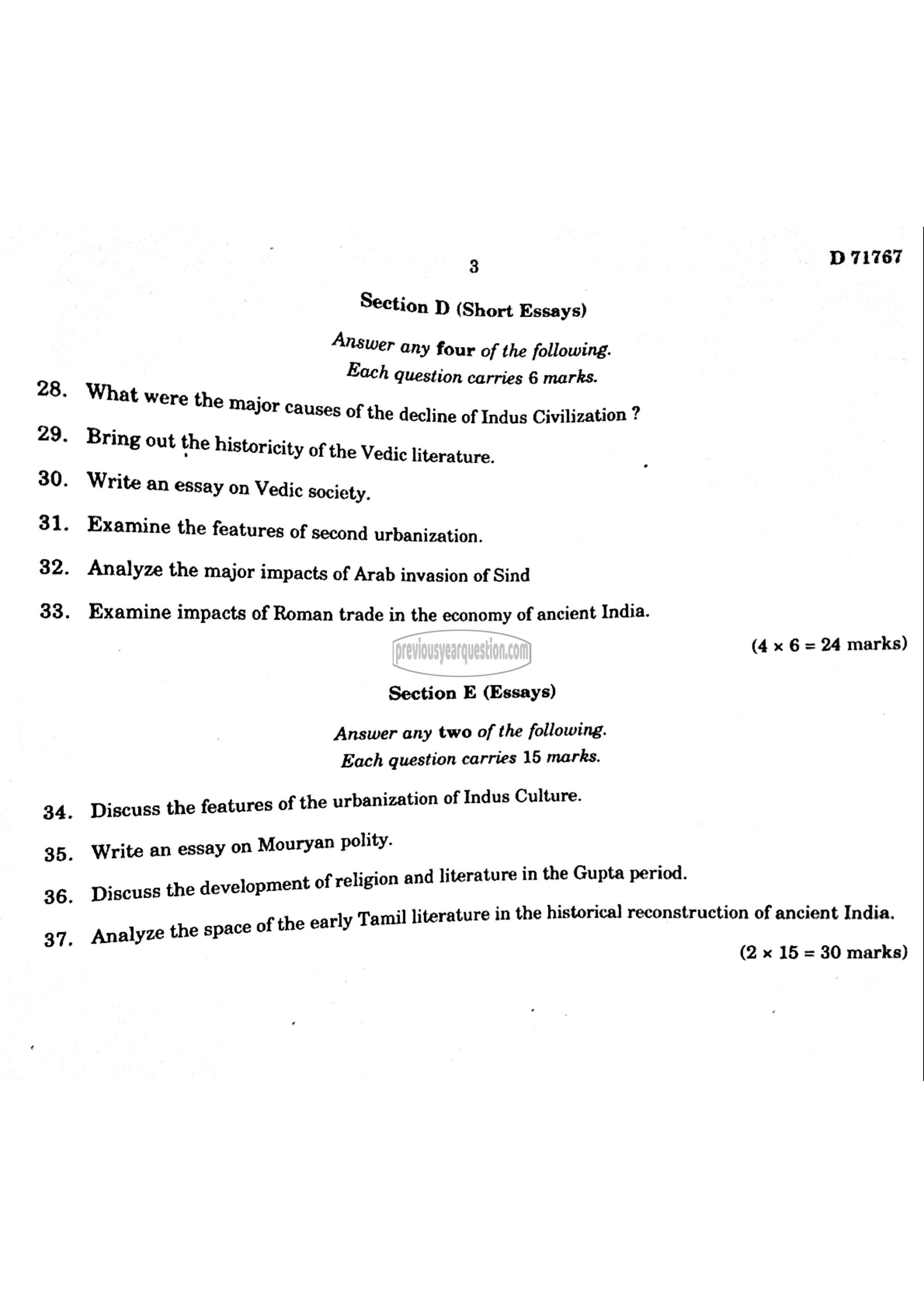 Question Paper - INDIAN HISTORY- 1-3