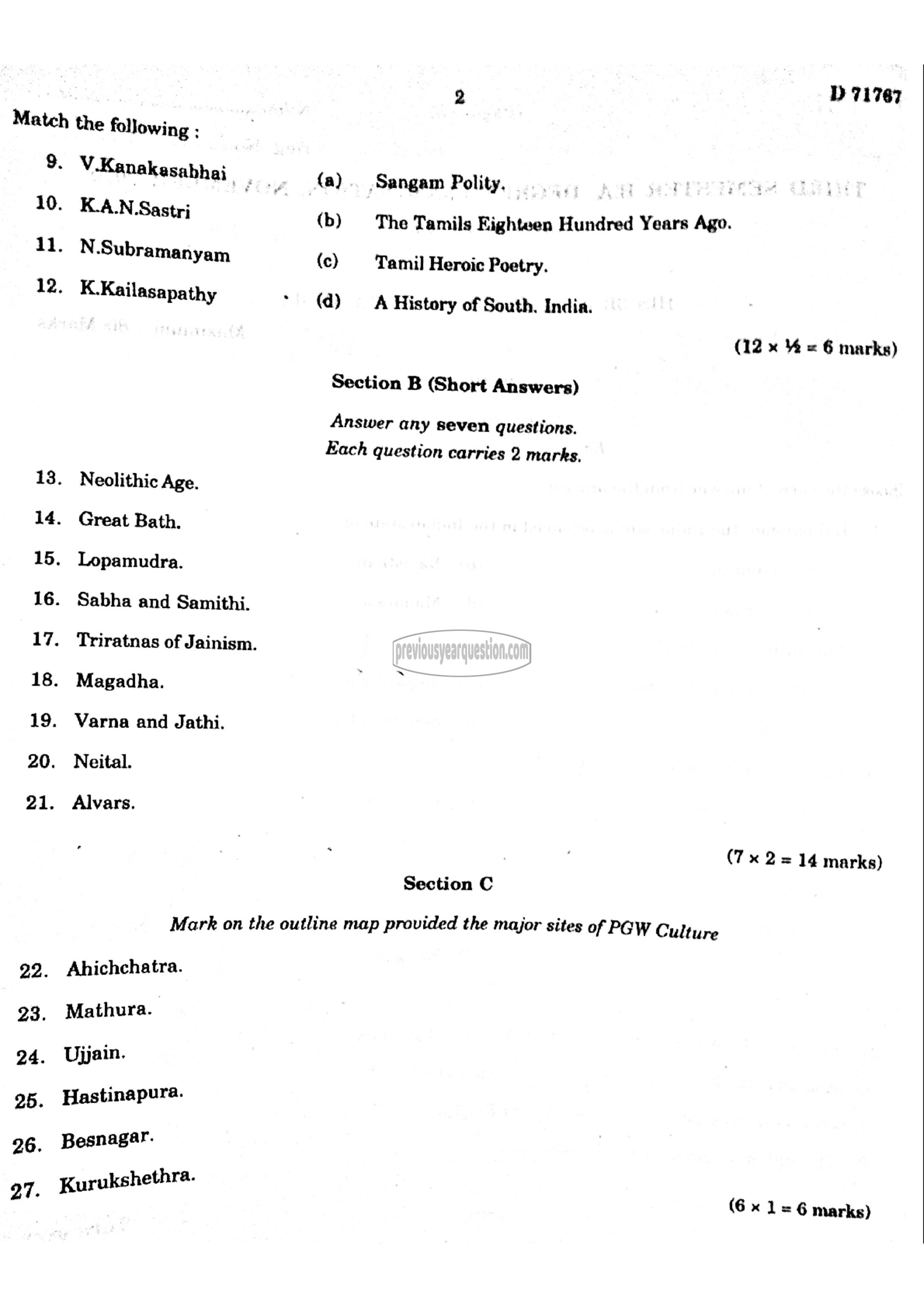 Question Paper - INDIAN HISTORY- 1-2