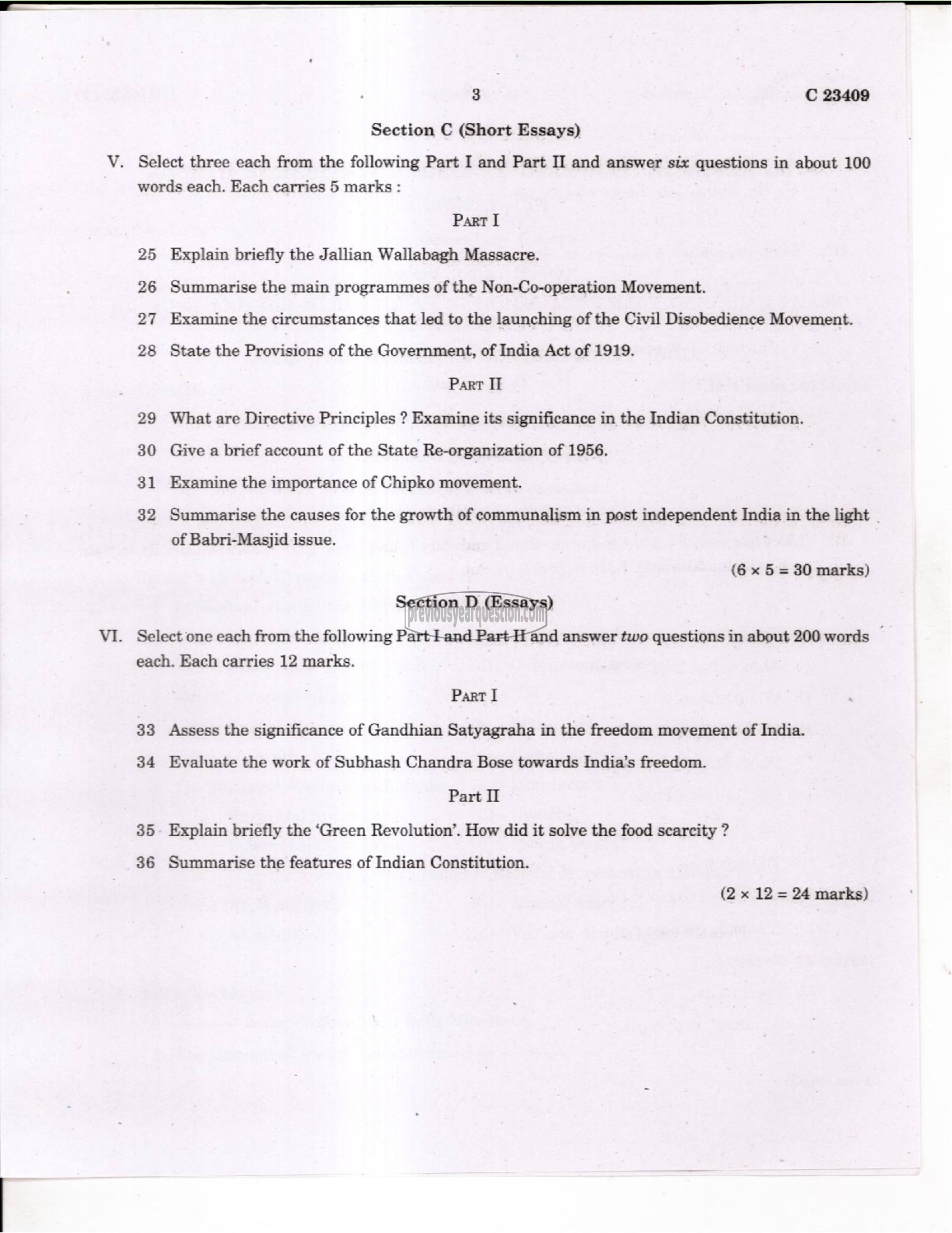 Question Paper - Perspectives on Colonialism in India-3