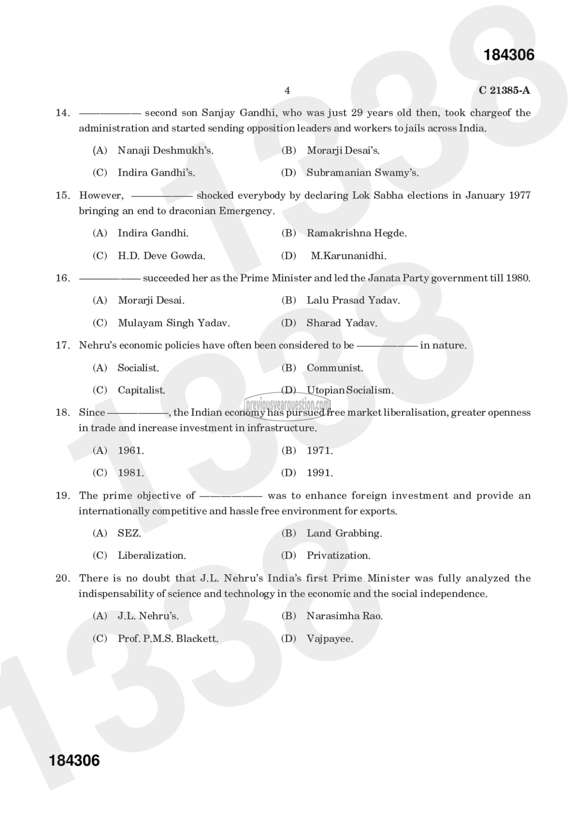 Question Paper - Perspectives on Colonialism in India-7