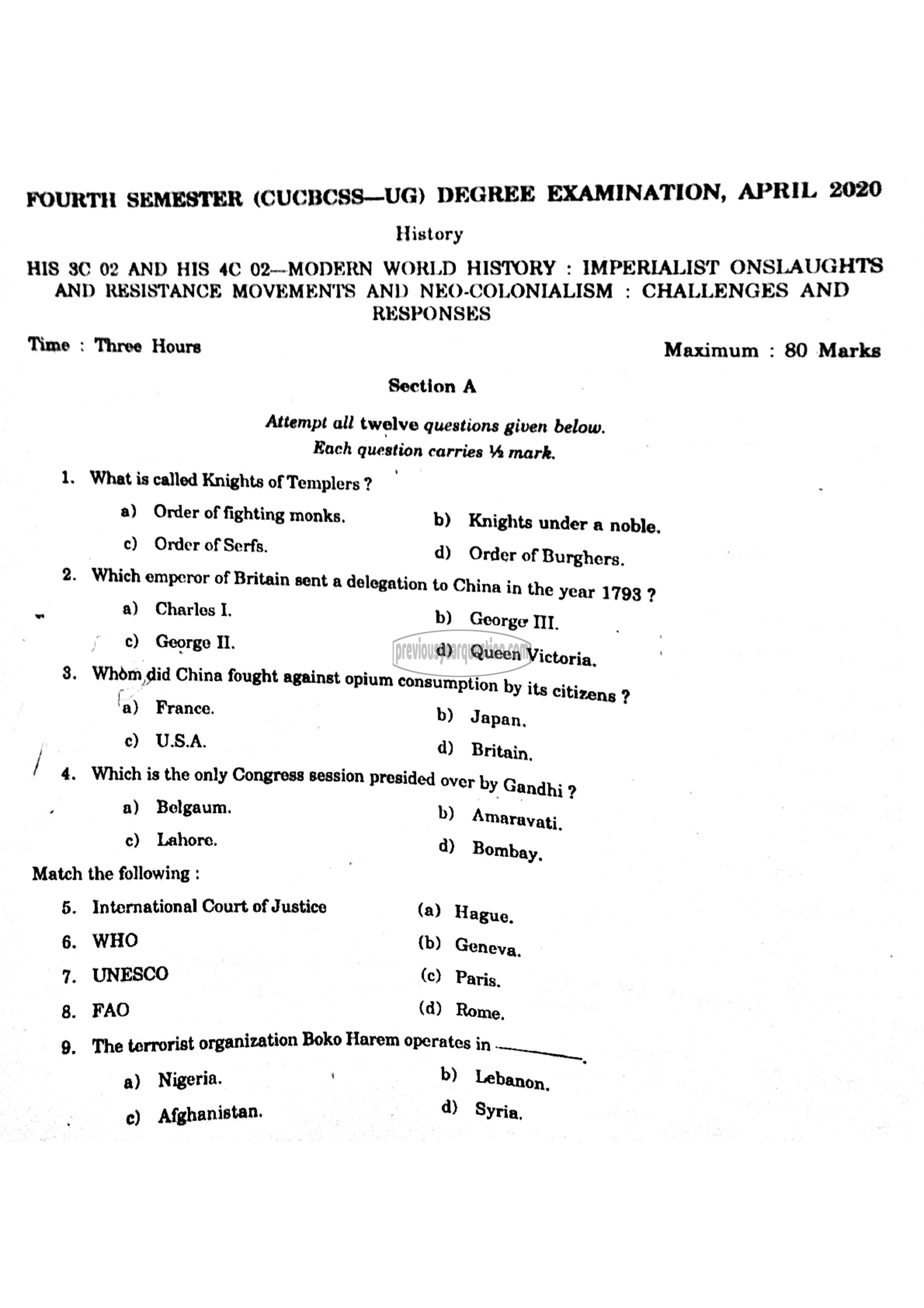 Question Paper - Discourses on Indian Nationalism-1