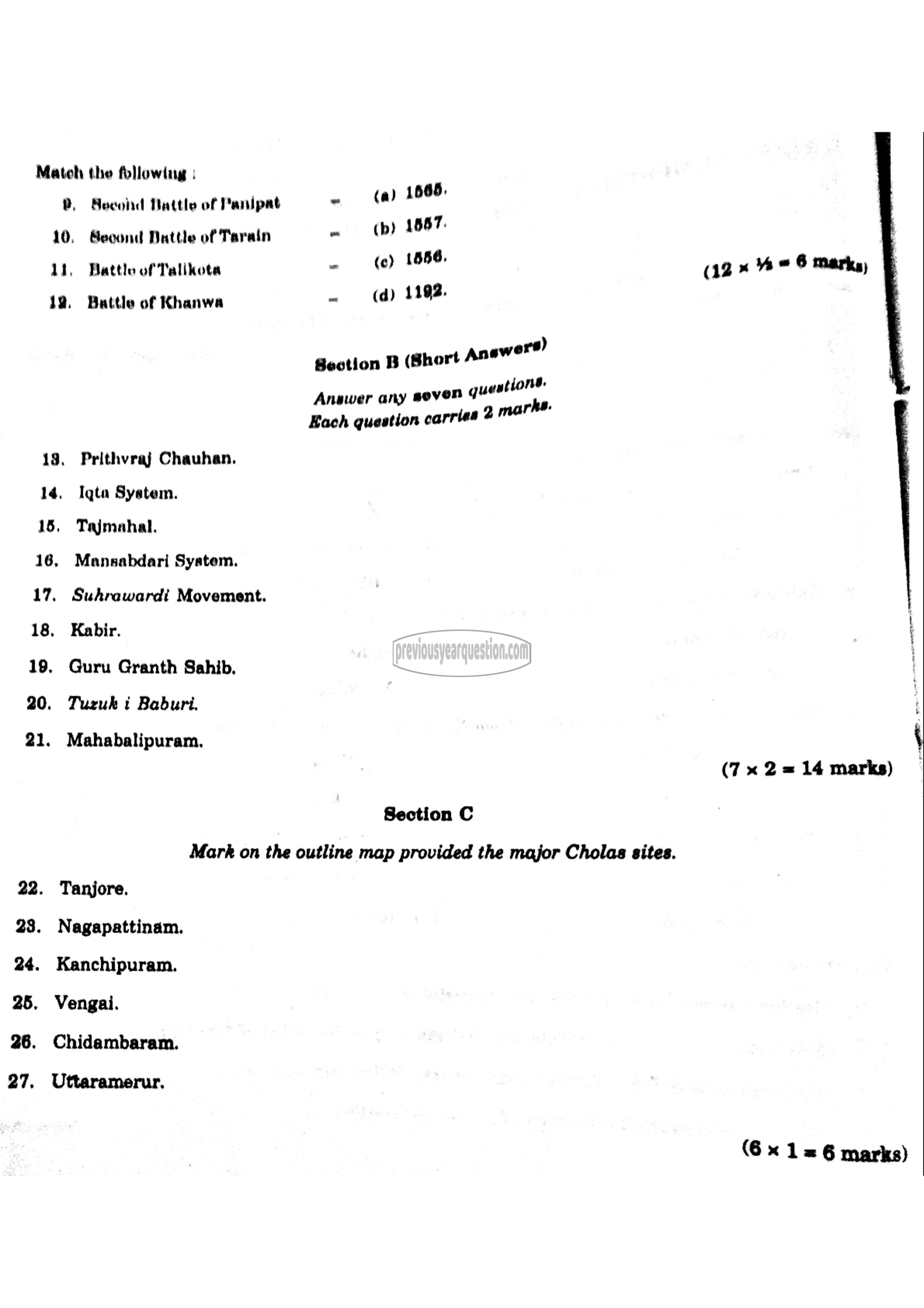 Question Paper - INDIAN HISTORY- 3-2