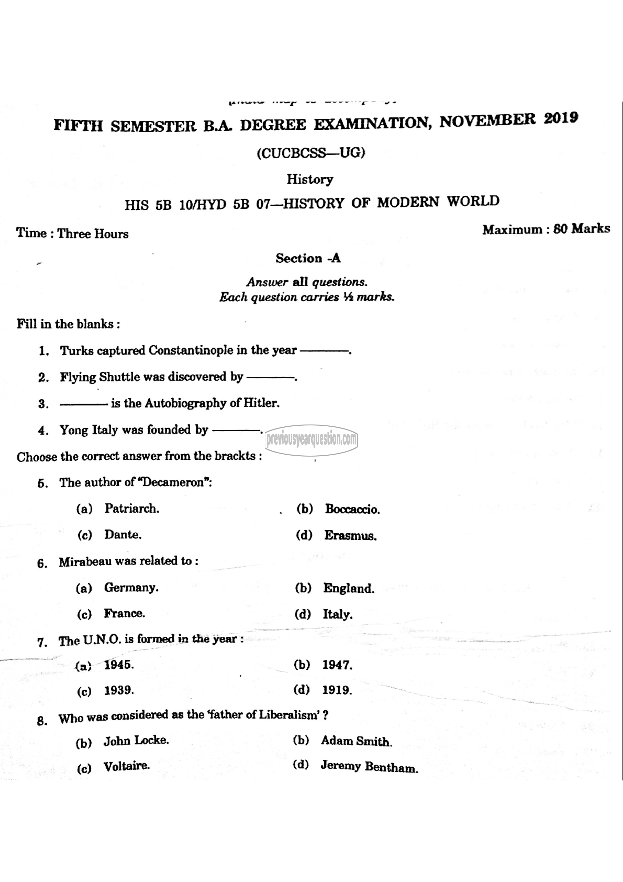 Question Paper - METHODOLOGY OF THE WRITING OF HISTORY-1