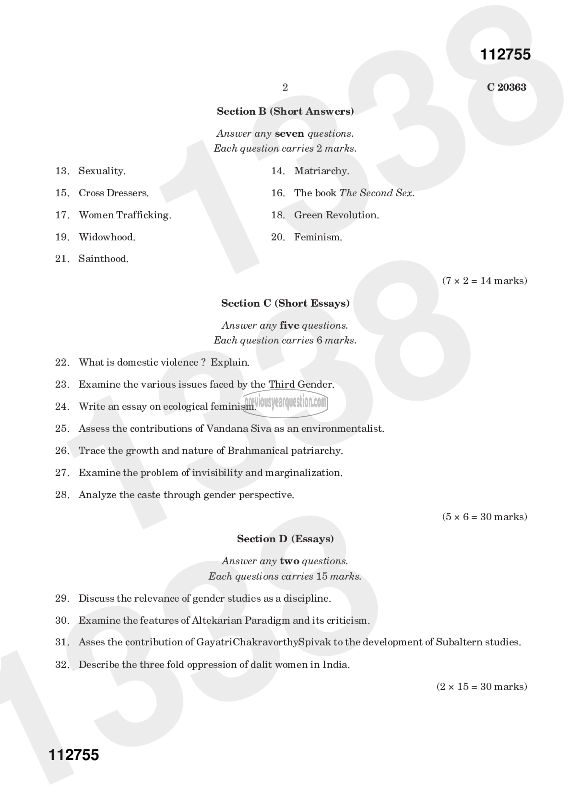 Question Paper - INDIAN HERITAGE AND PLURALITY OF CULTURES-2