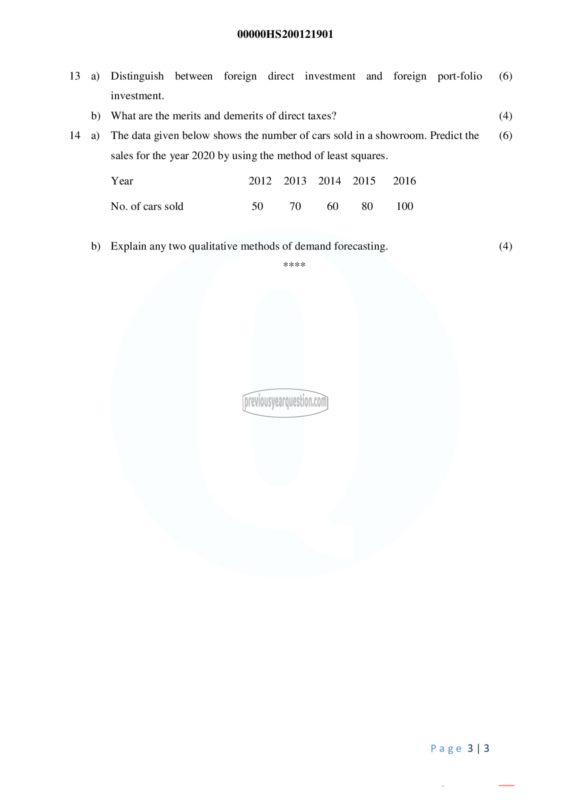 Question Paper - Business Economics-3