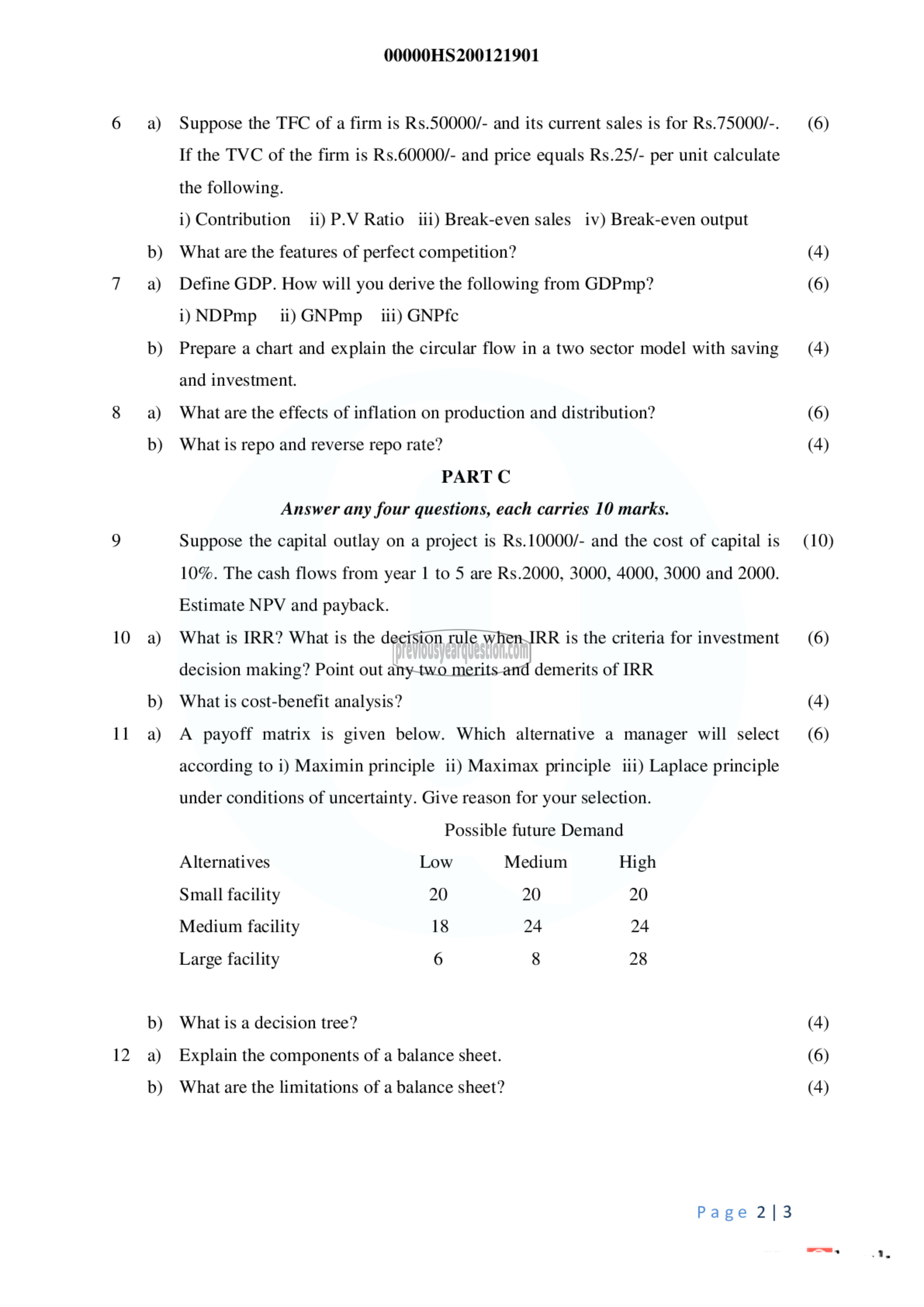 Question Paper - Business Economics-2