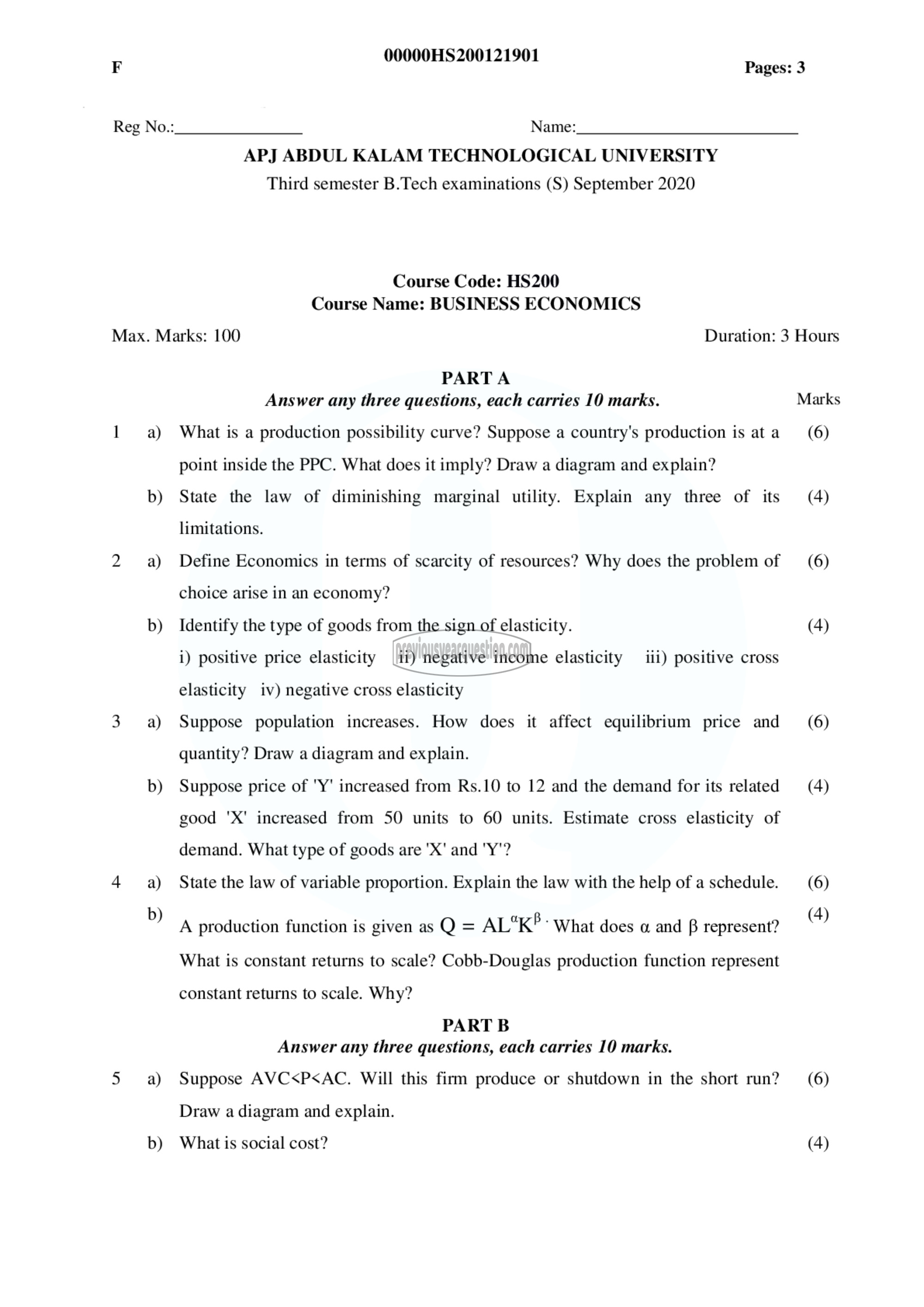 Question Paper - Business Economics-1