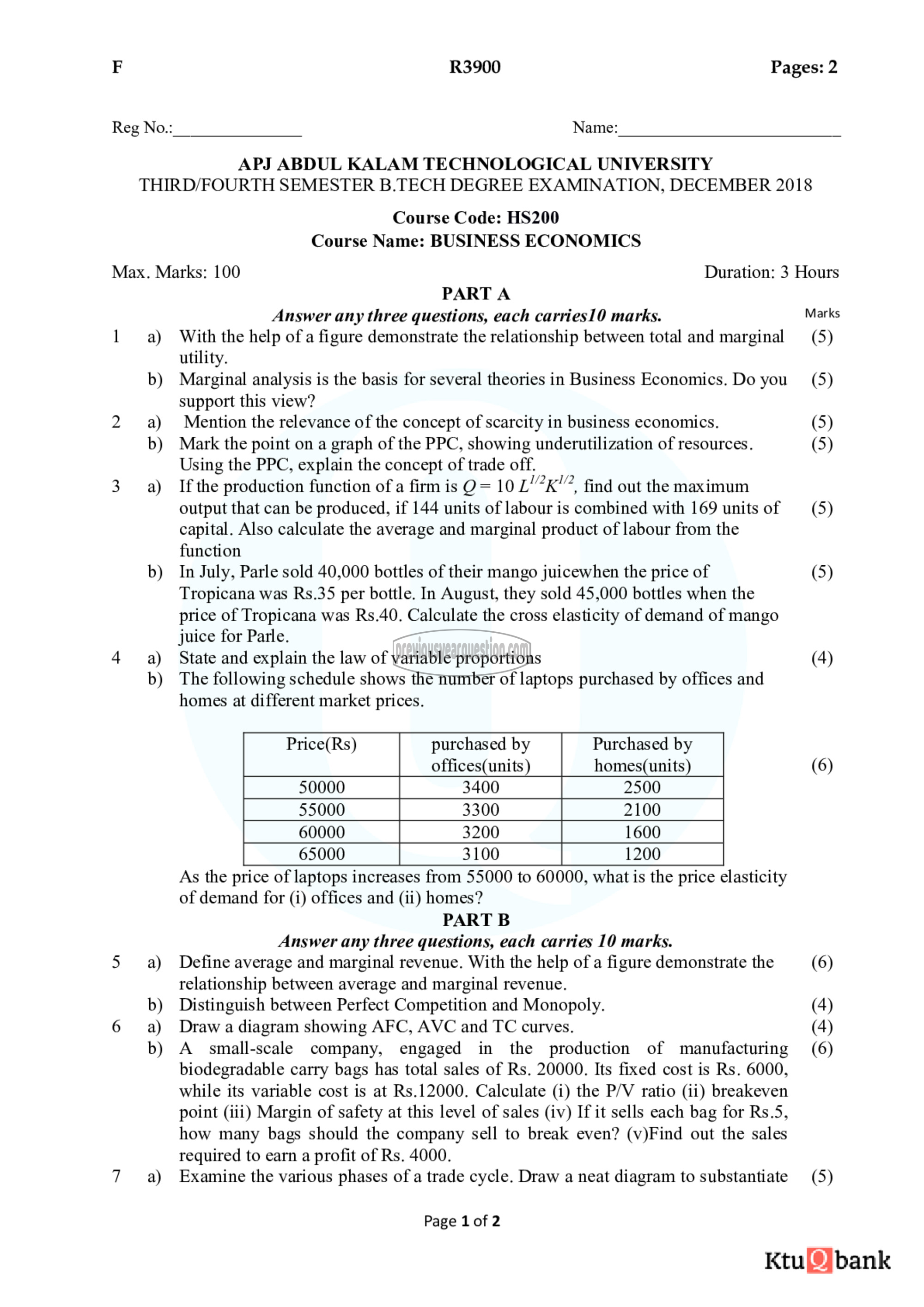 Question Paper - Business Economics-1