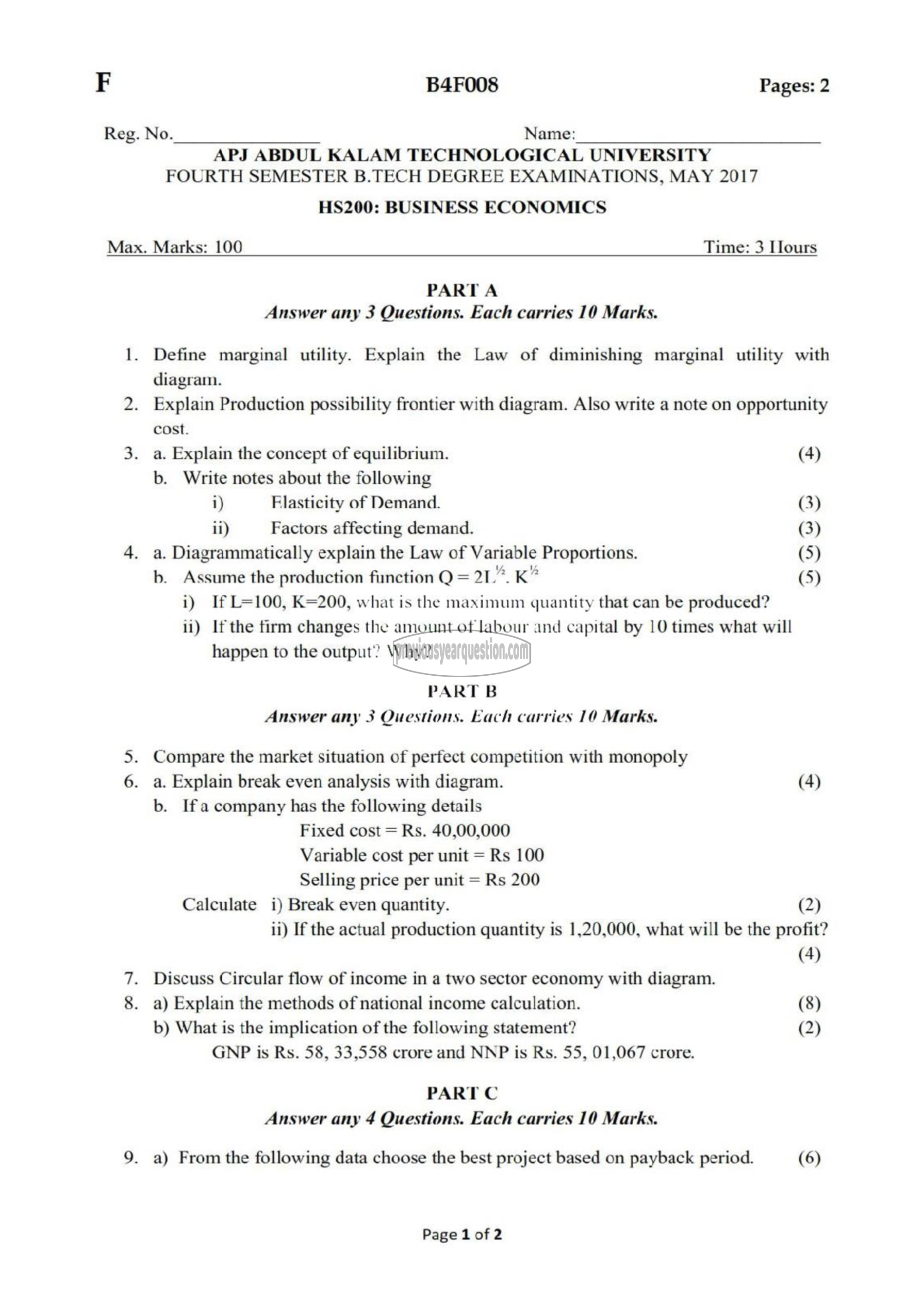 Question Paper - Business Economics-1