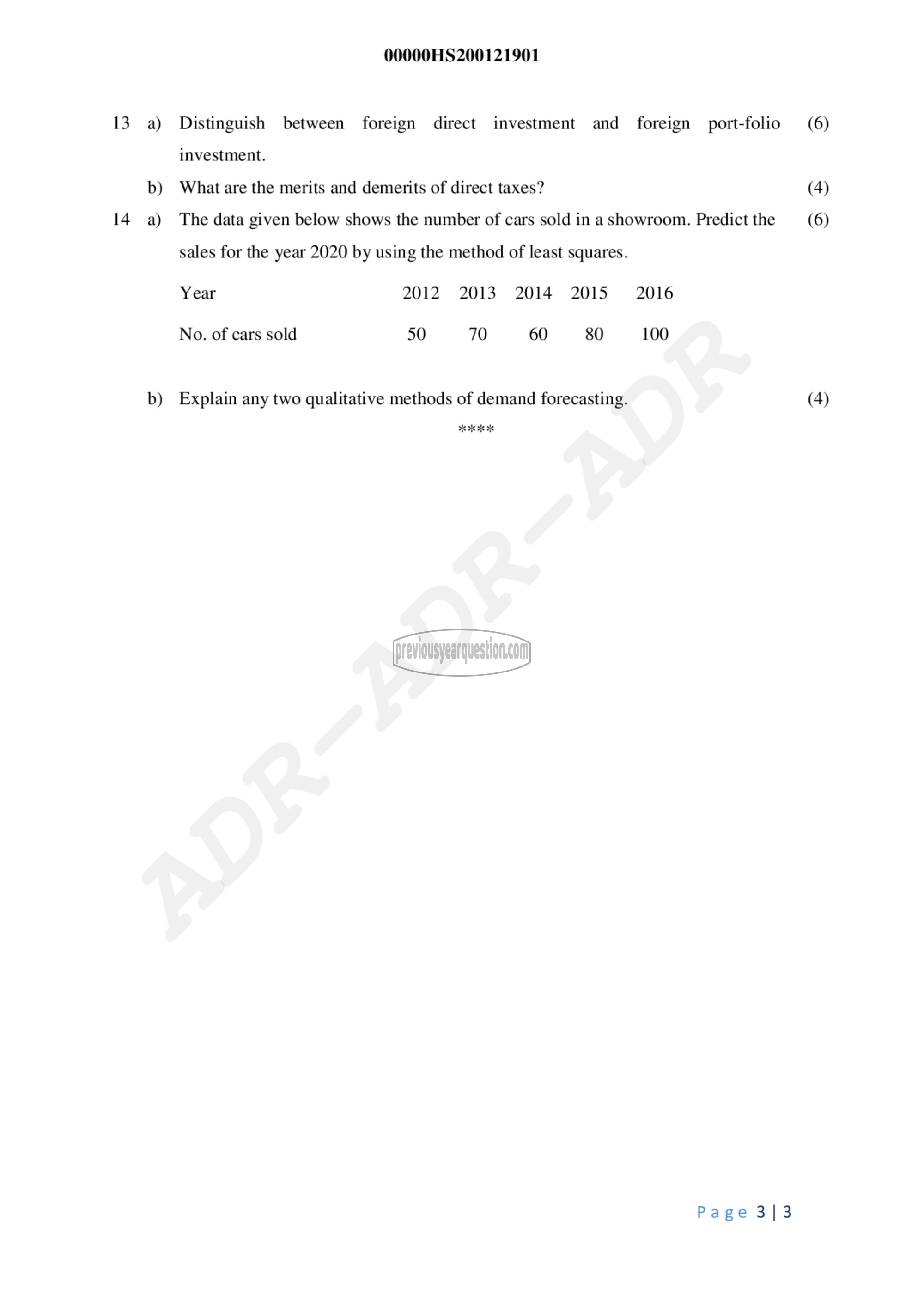 Question Paper - Business Economics-3