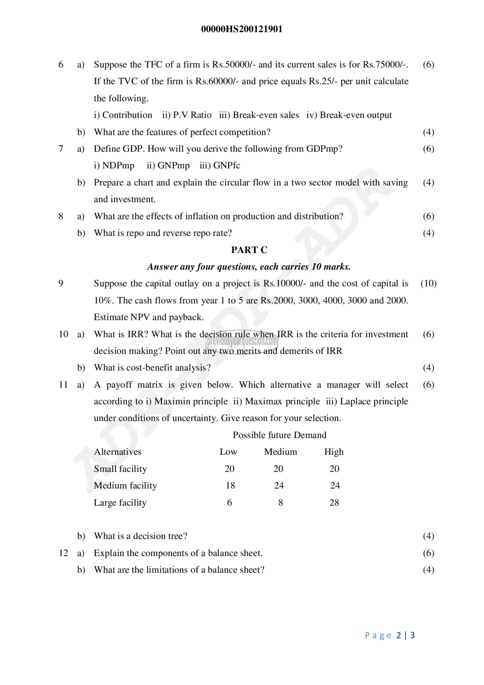 Question Paper - Business Economics-2