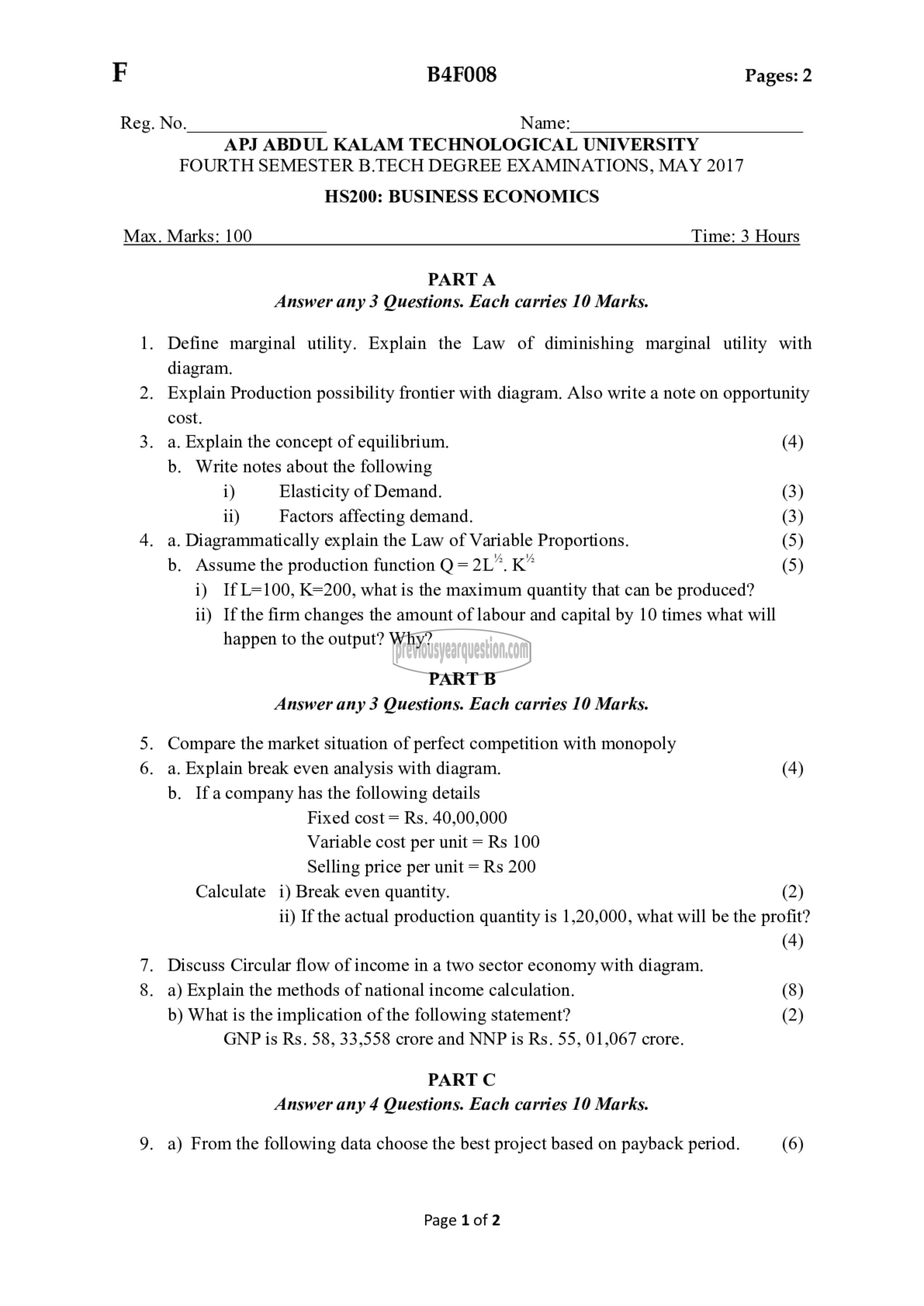 Question Paper - Business Economics-1