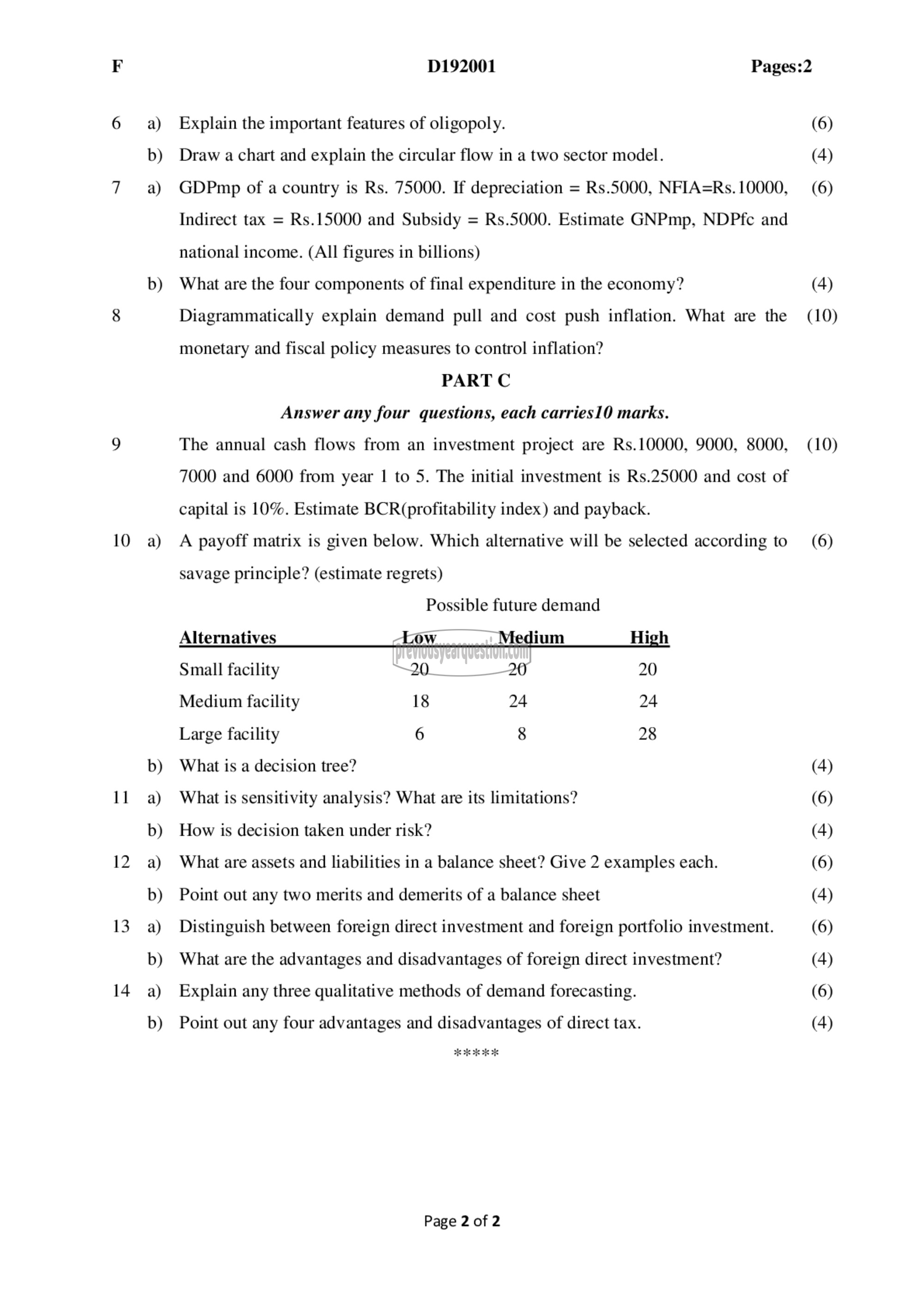 Question Paper - Business Economics-2