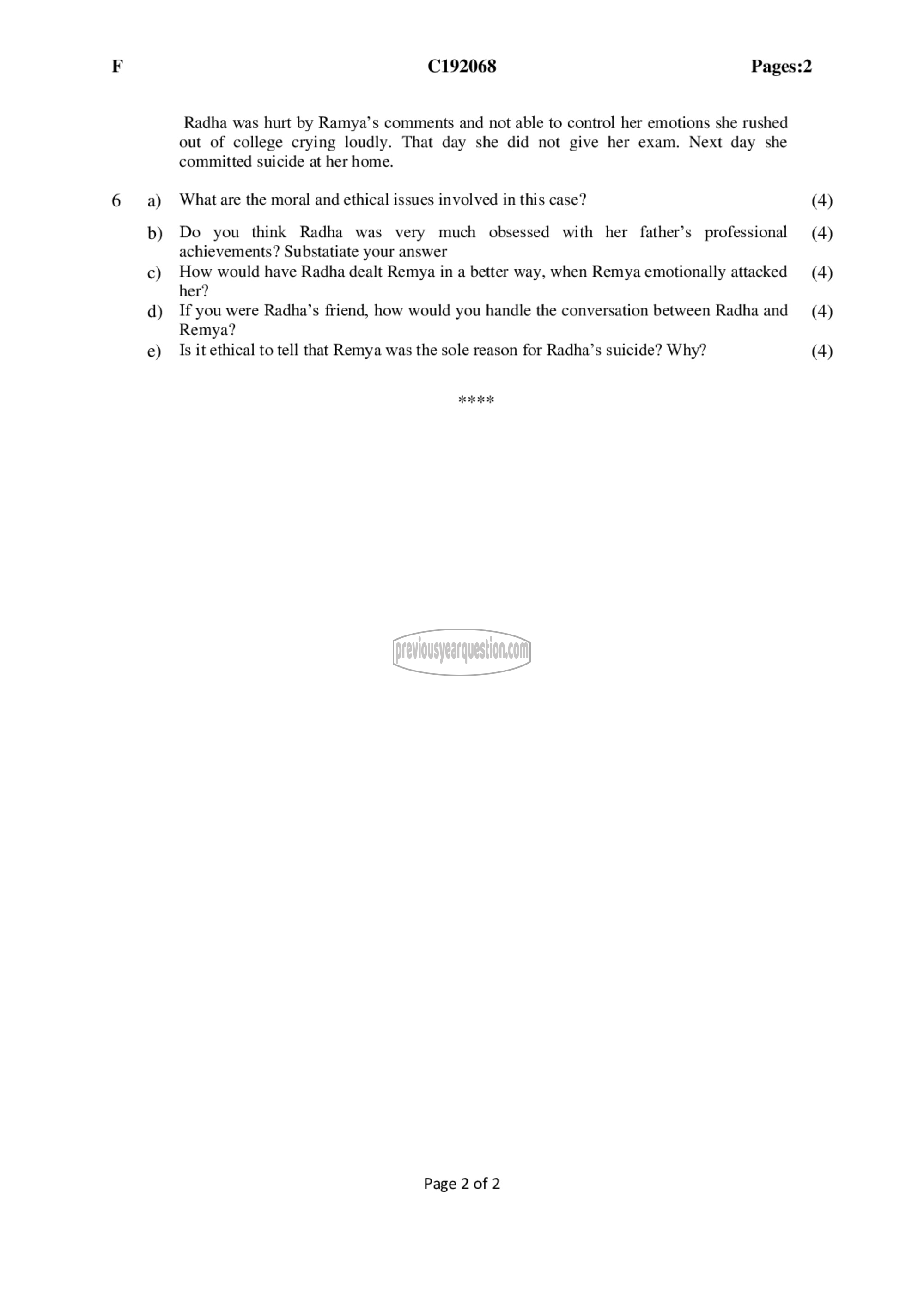 Question Paper - Life Skills-2