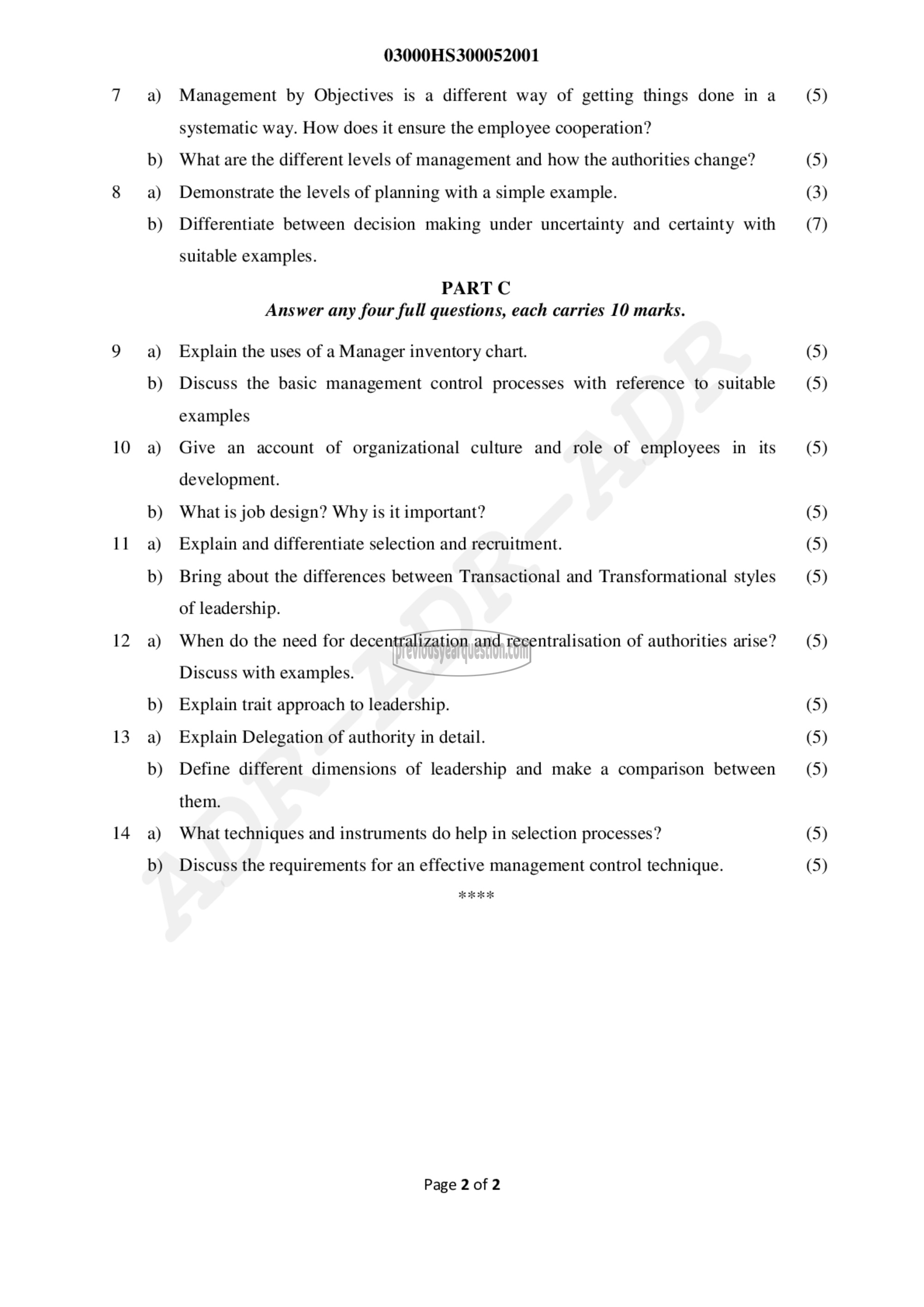 Question Paper - Principles of Management-2