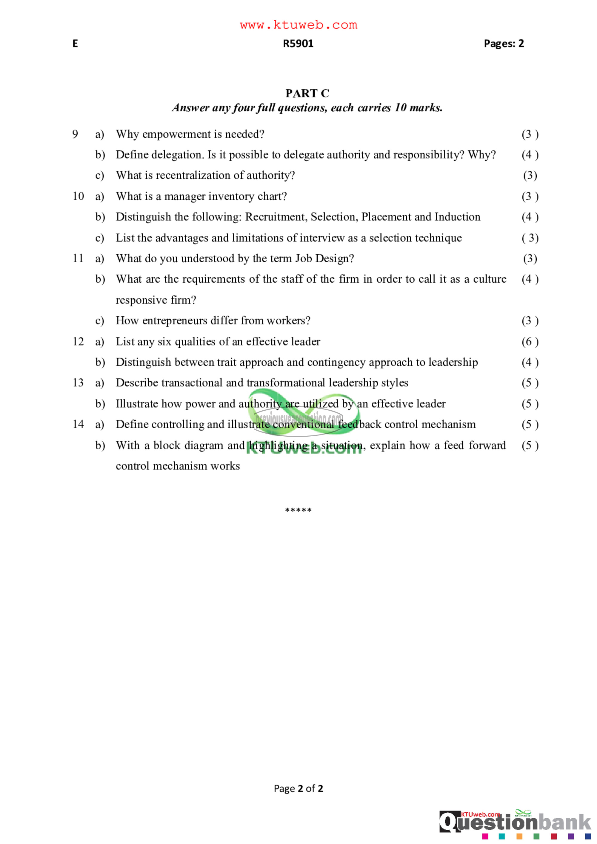 Question Paper - Principles of Management-2