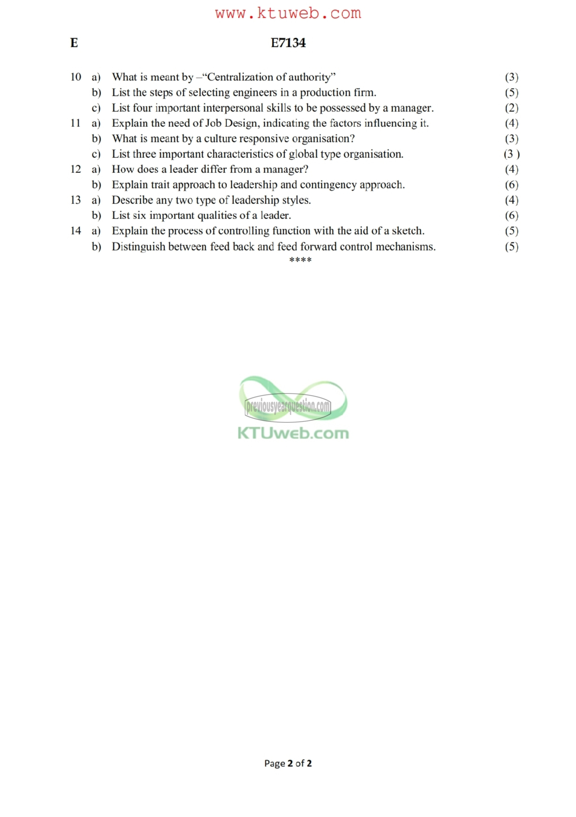 Question Paper - Principles of Management-2