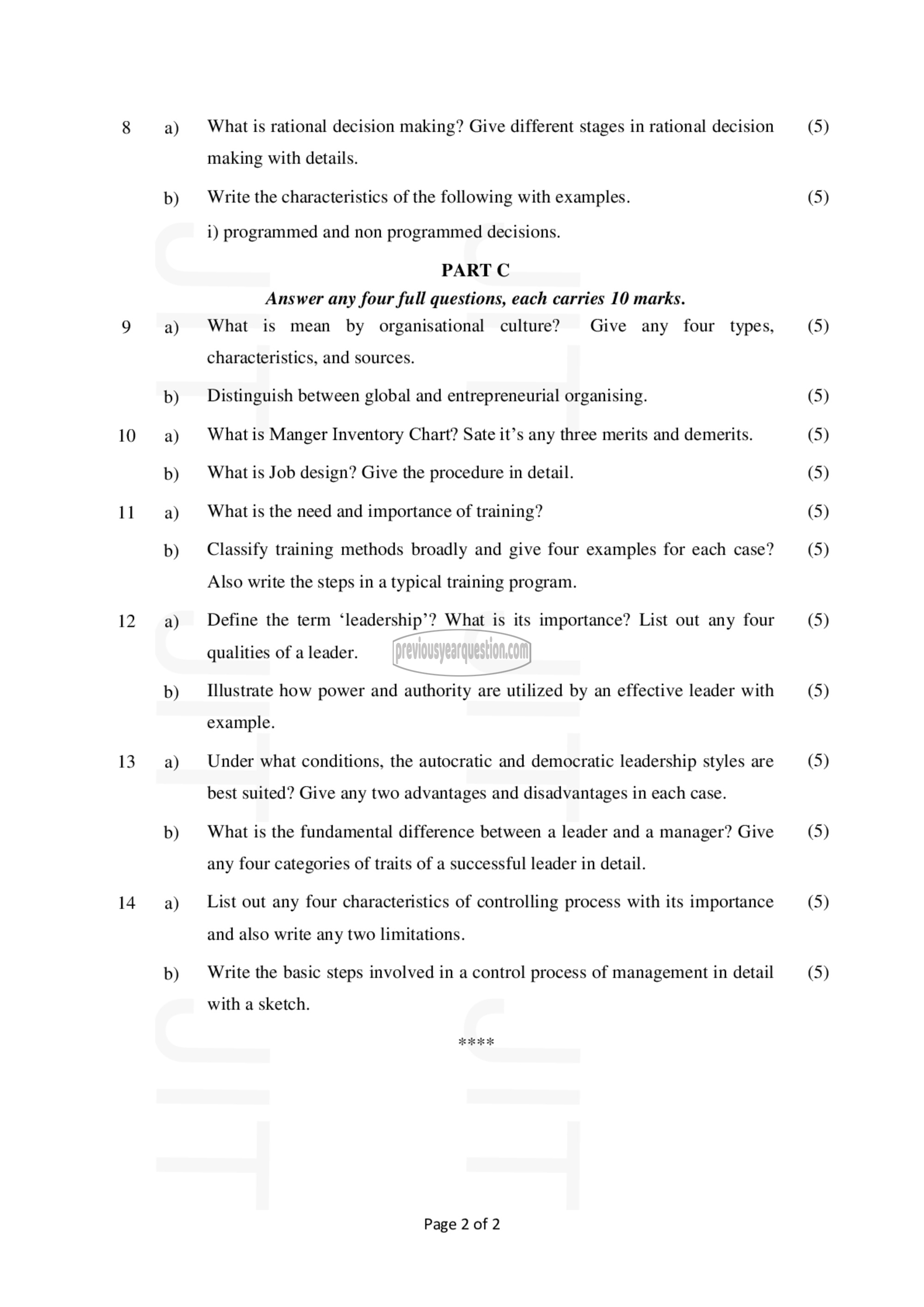 Question Paper - Principles of Management-2