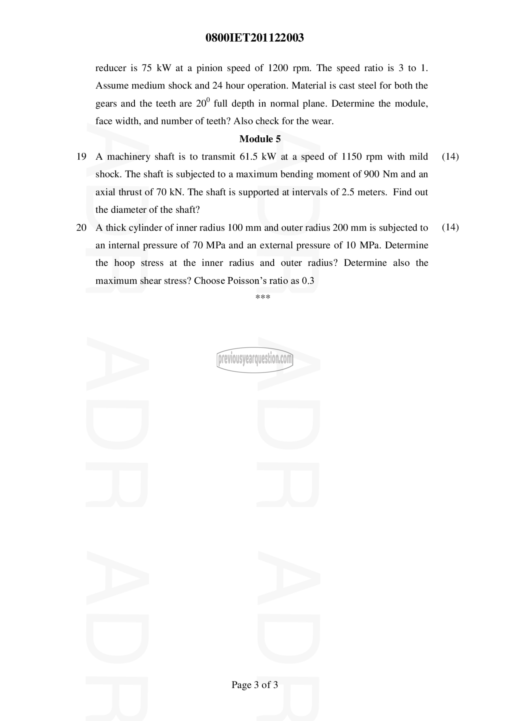 Question Paper - THEORY OF MACHINES AND DESIGN-3