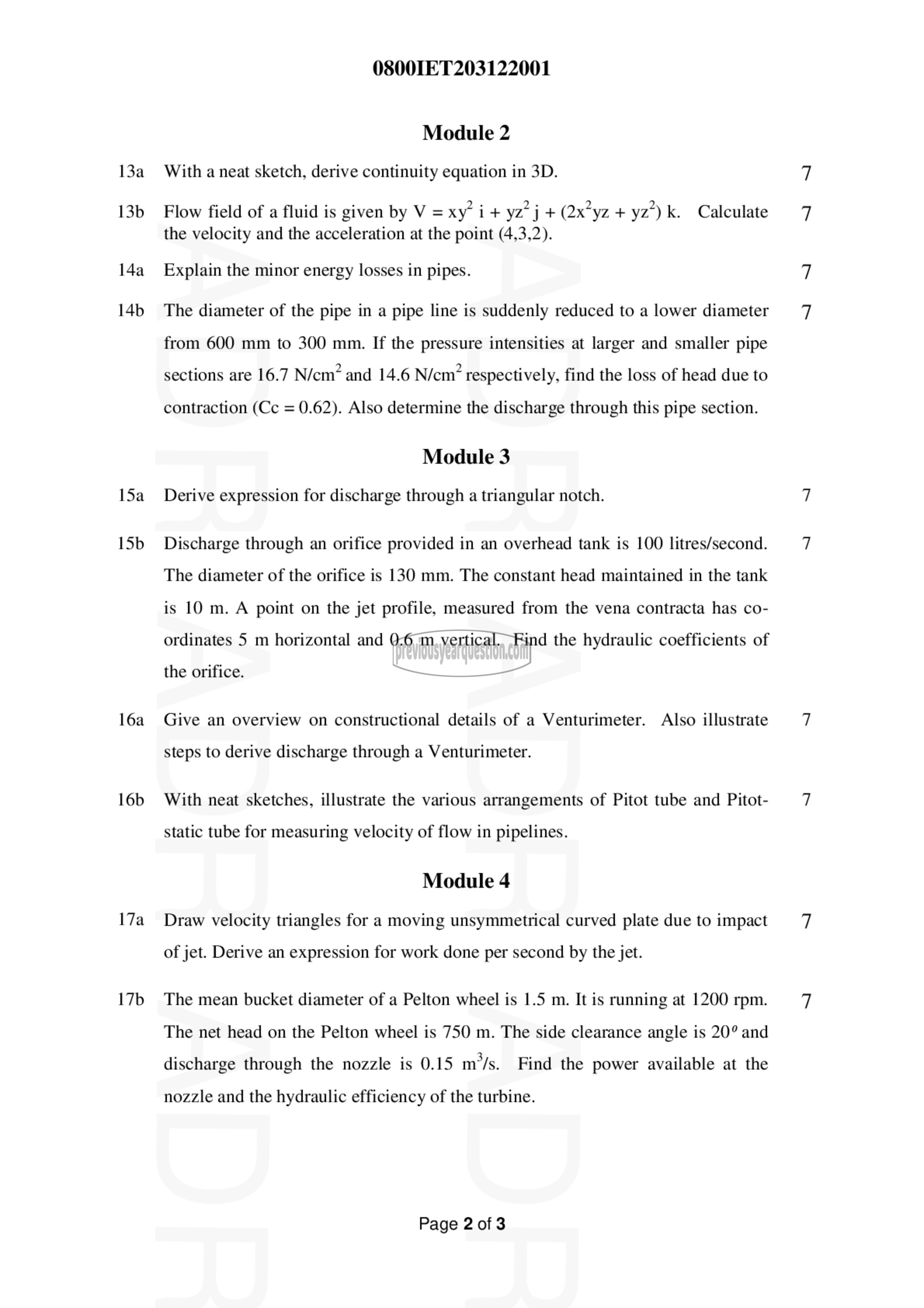 Question Paper - FLUID MECHANICS AND HYDRAULIC MACHINES-2