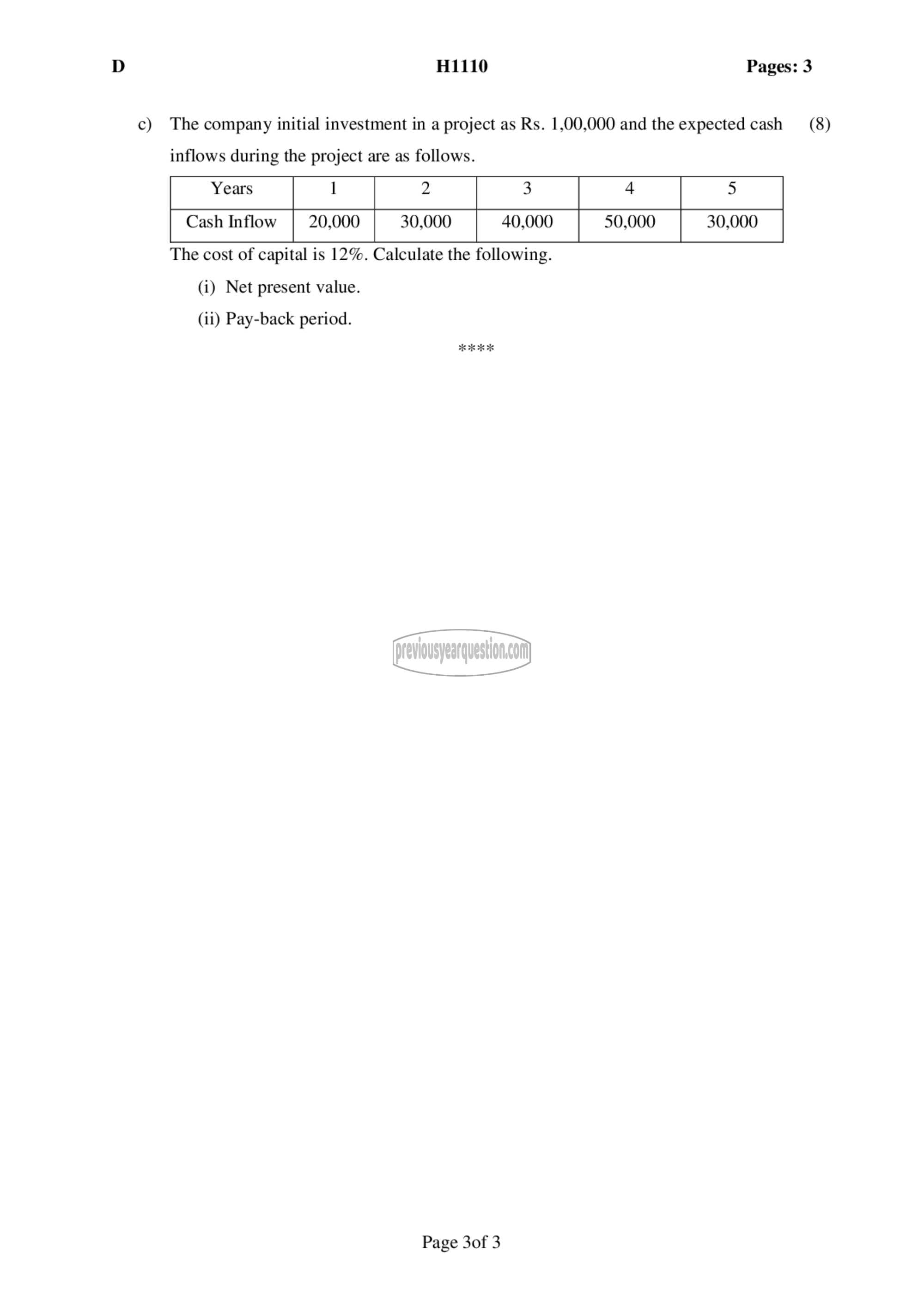 Question Paper - FINANCIAL MANAGEMENT-3