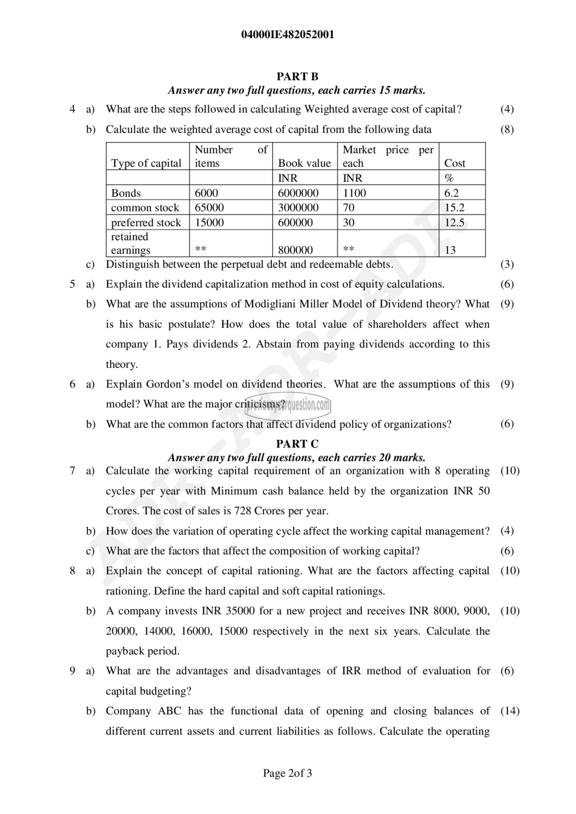 Question Paper - FINANCIAL MANAGEMENT-2