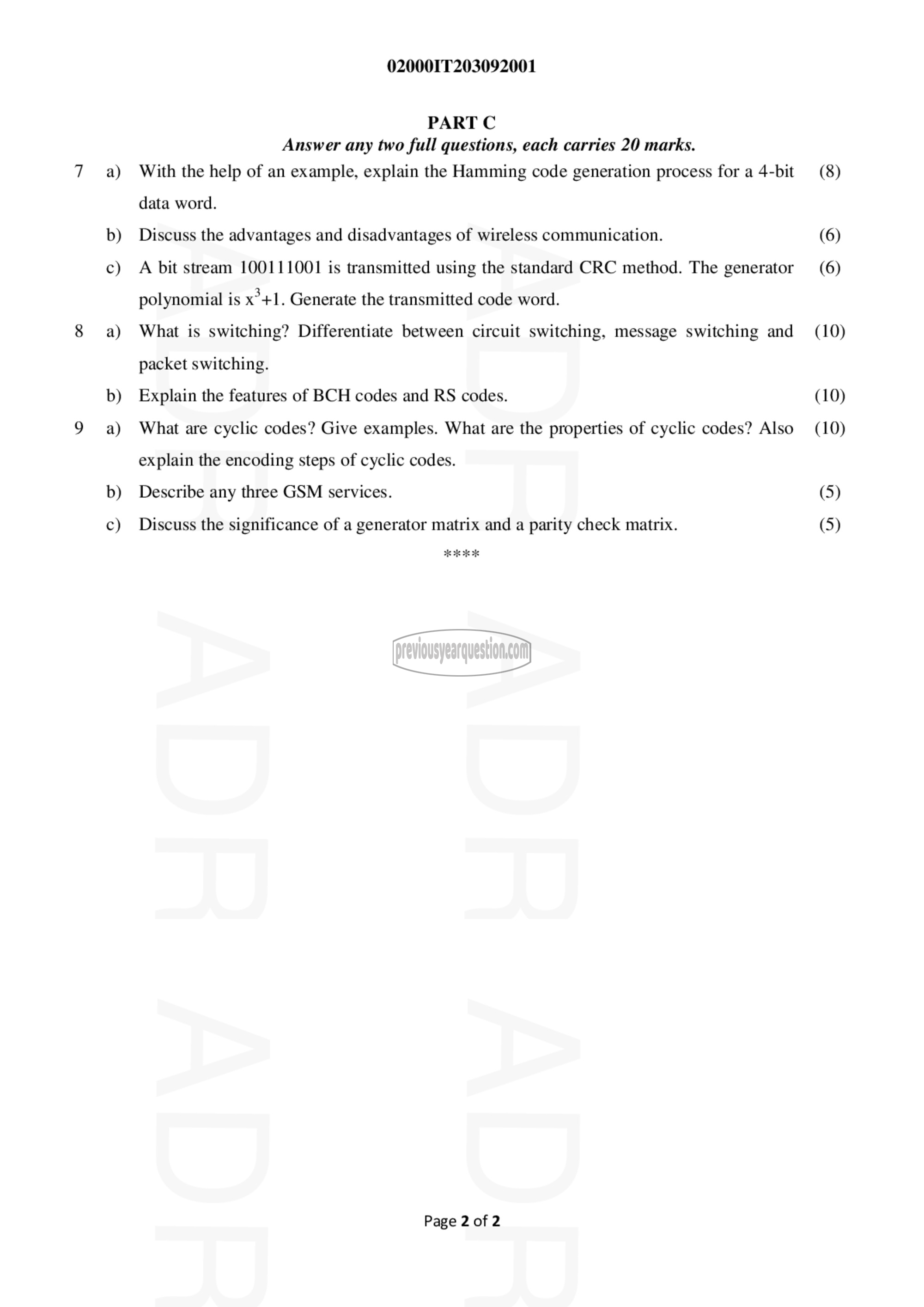 Question Paper - Data Communication-2