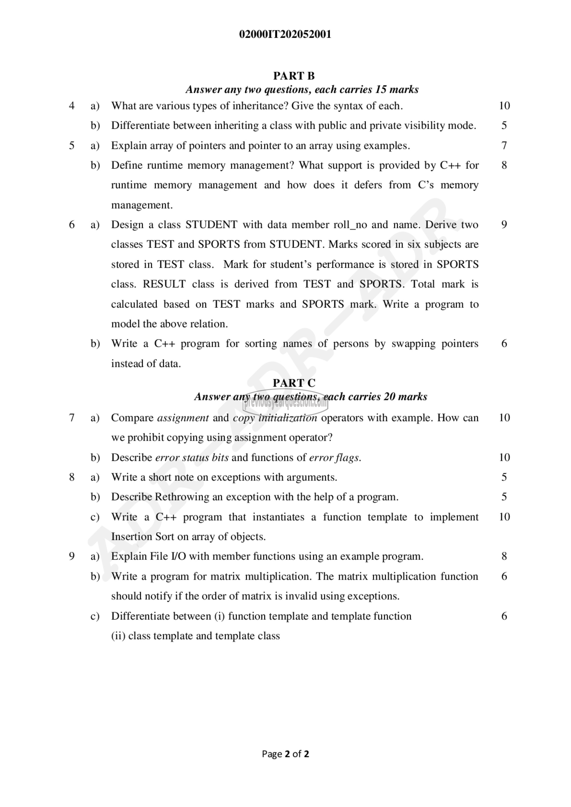 Question Paper - Object Oriented Techniques-2