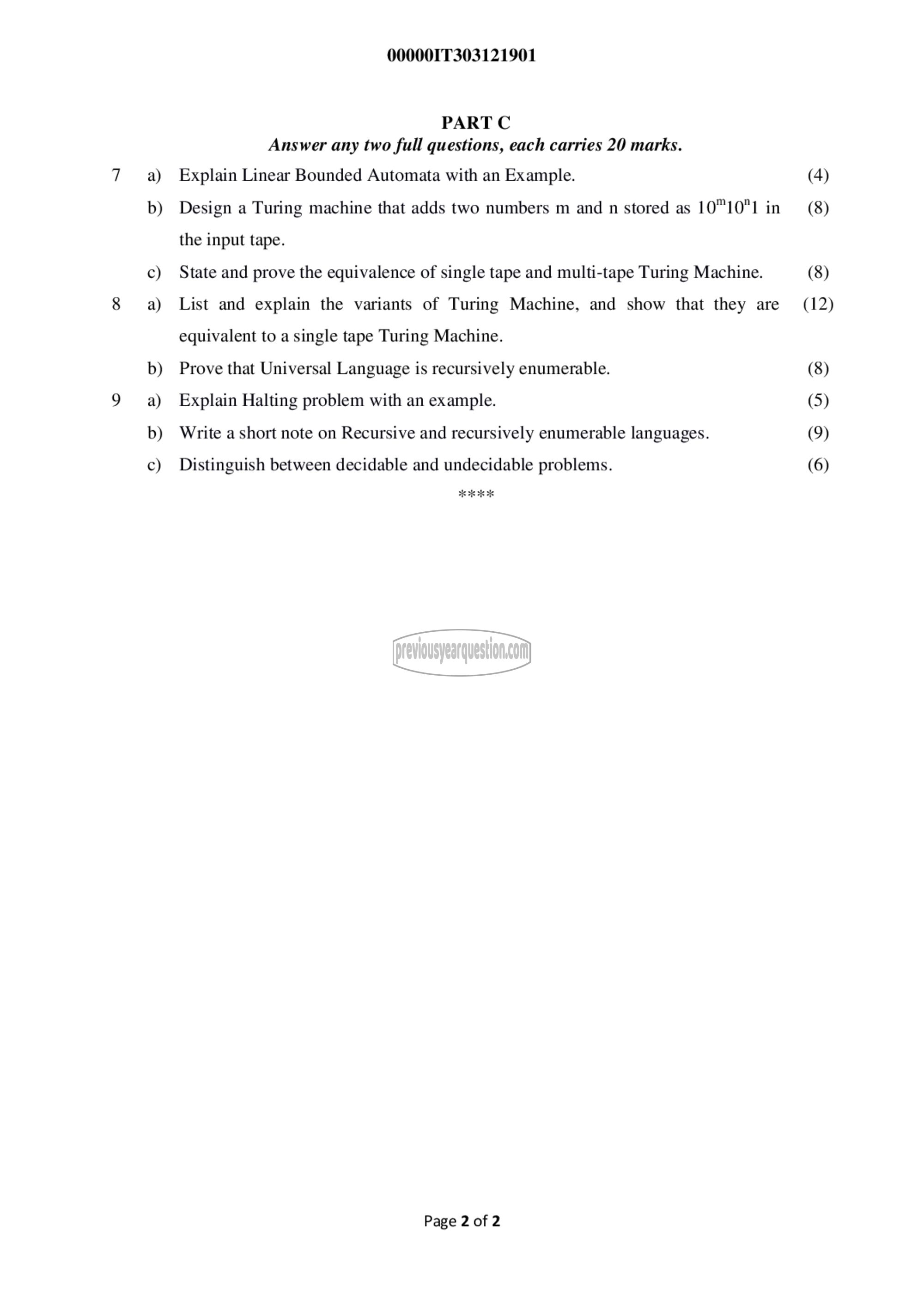 Question Paper - Theory of Computation-2