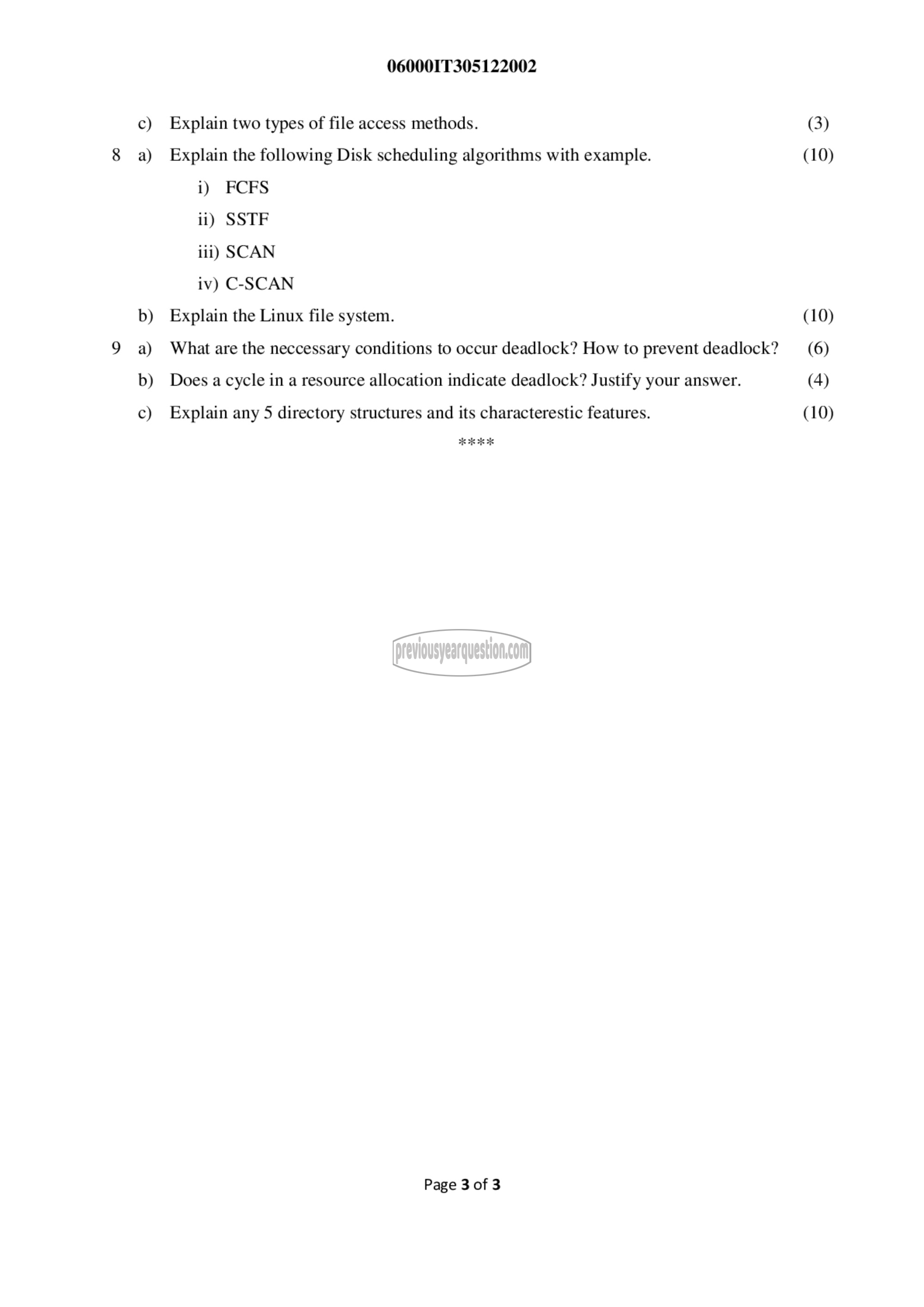 Question Paper - Operating Systems-3