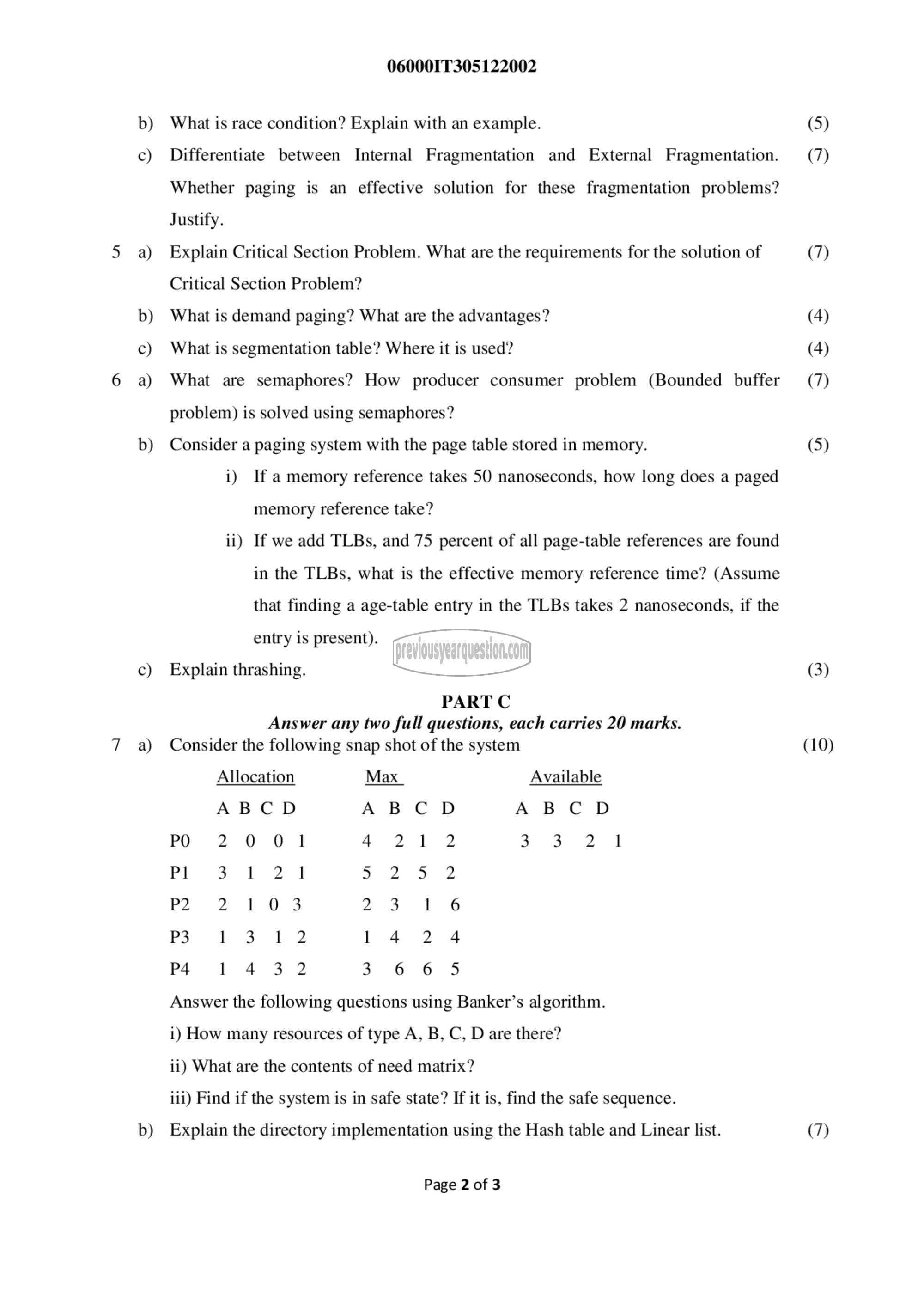 Question Paper - Operating Systems-2