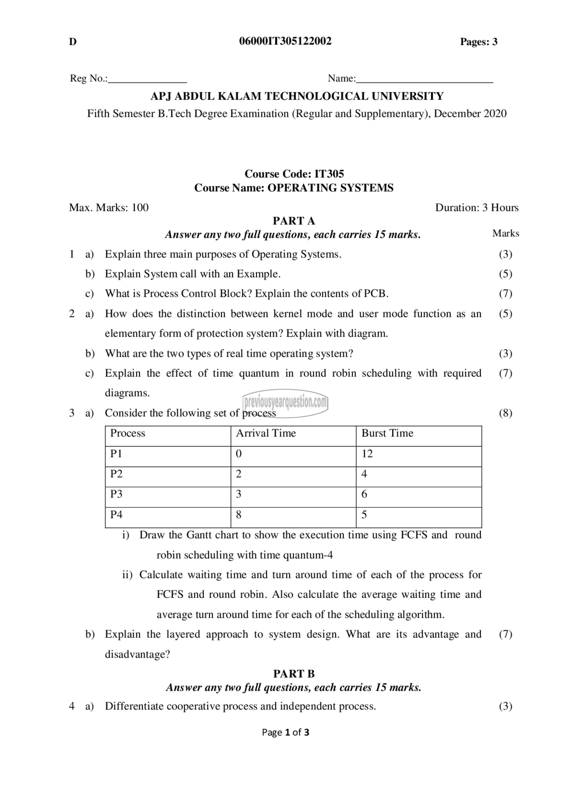 Question Paper - Operating Systems-1