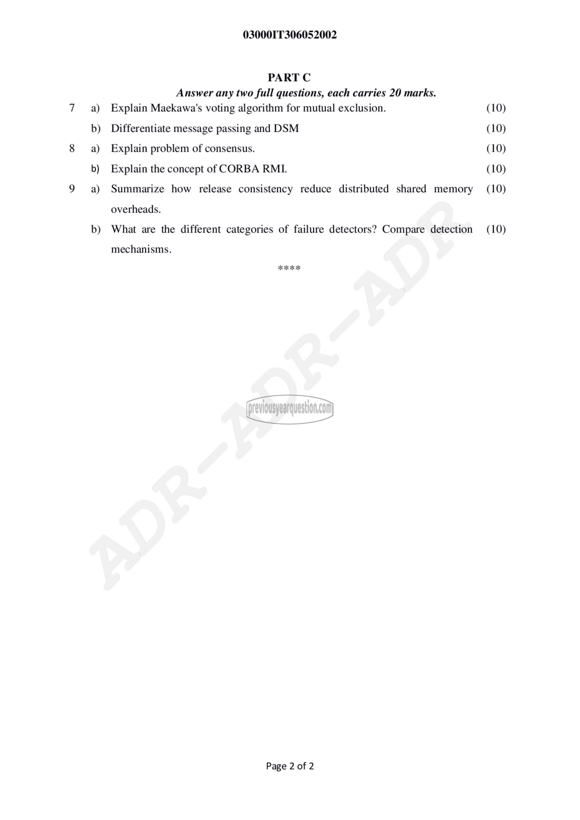 Question Paper - Distributed Systems-2