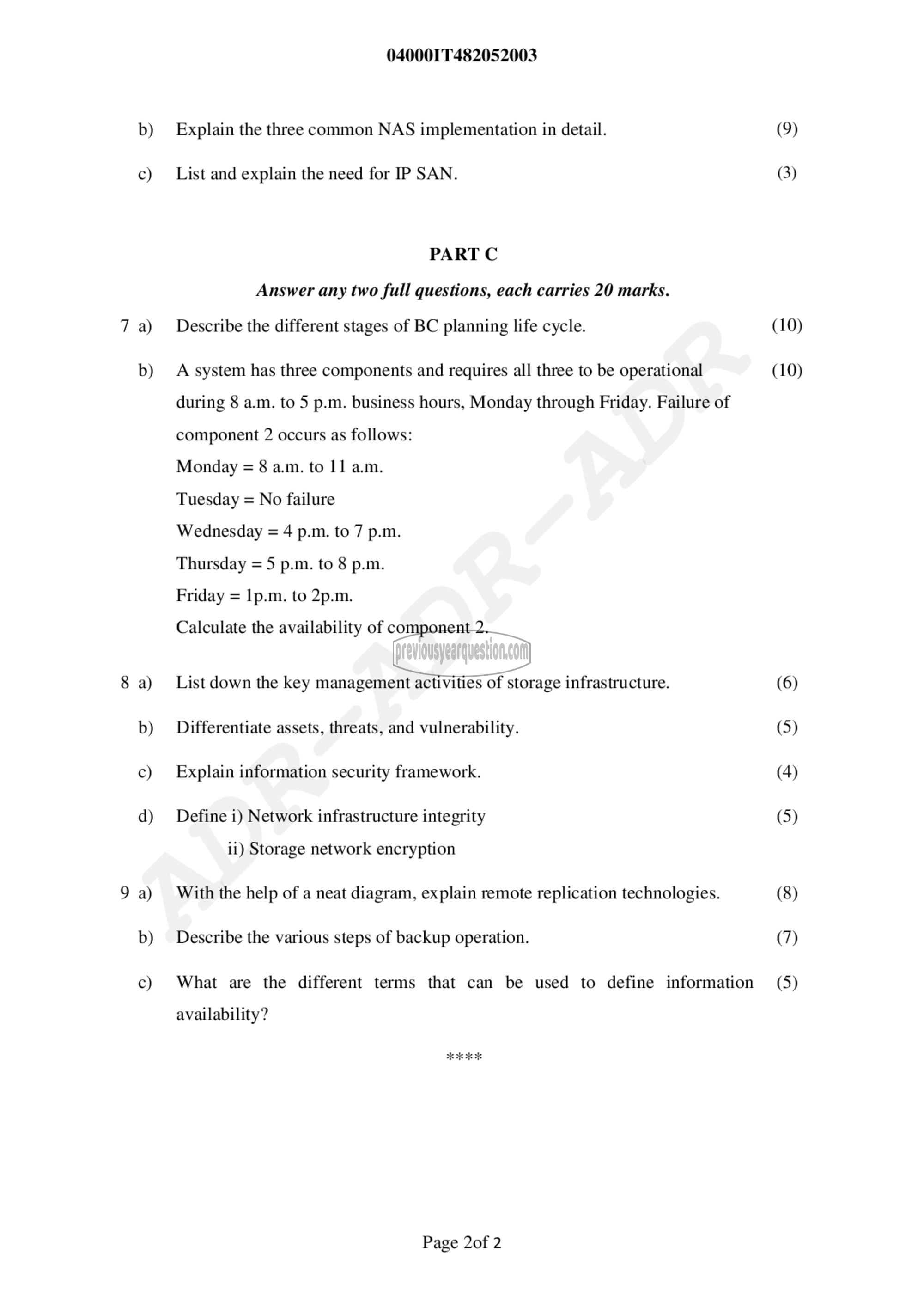 Question Paper - INFORMATION STORAGE MANAGEMENT-2