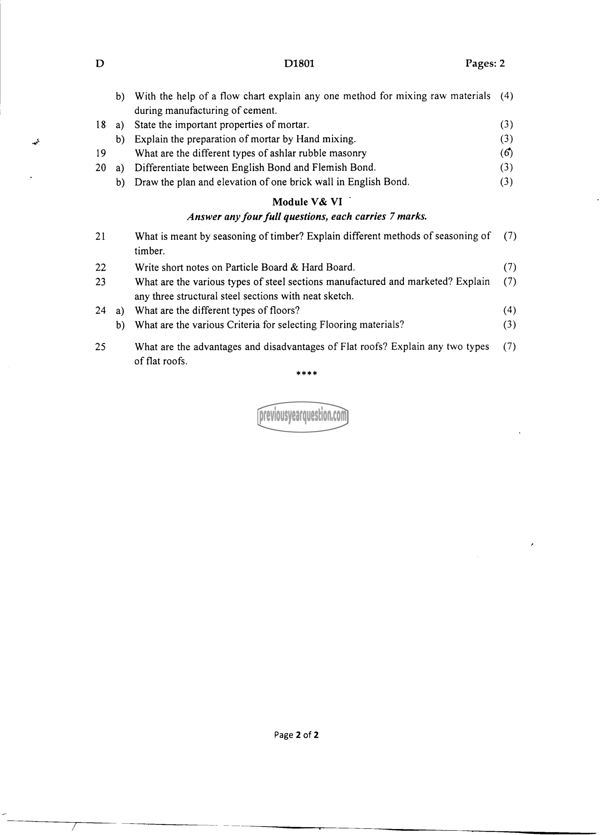 Question Paper - INTRODUCTION TO CIVIL ENGINEERING-2